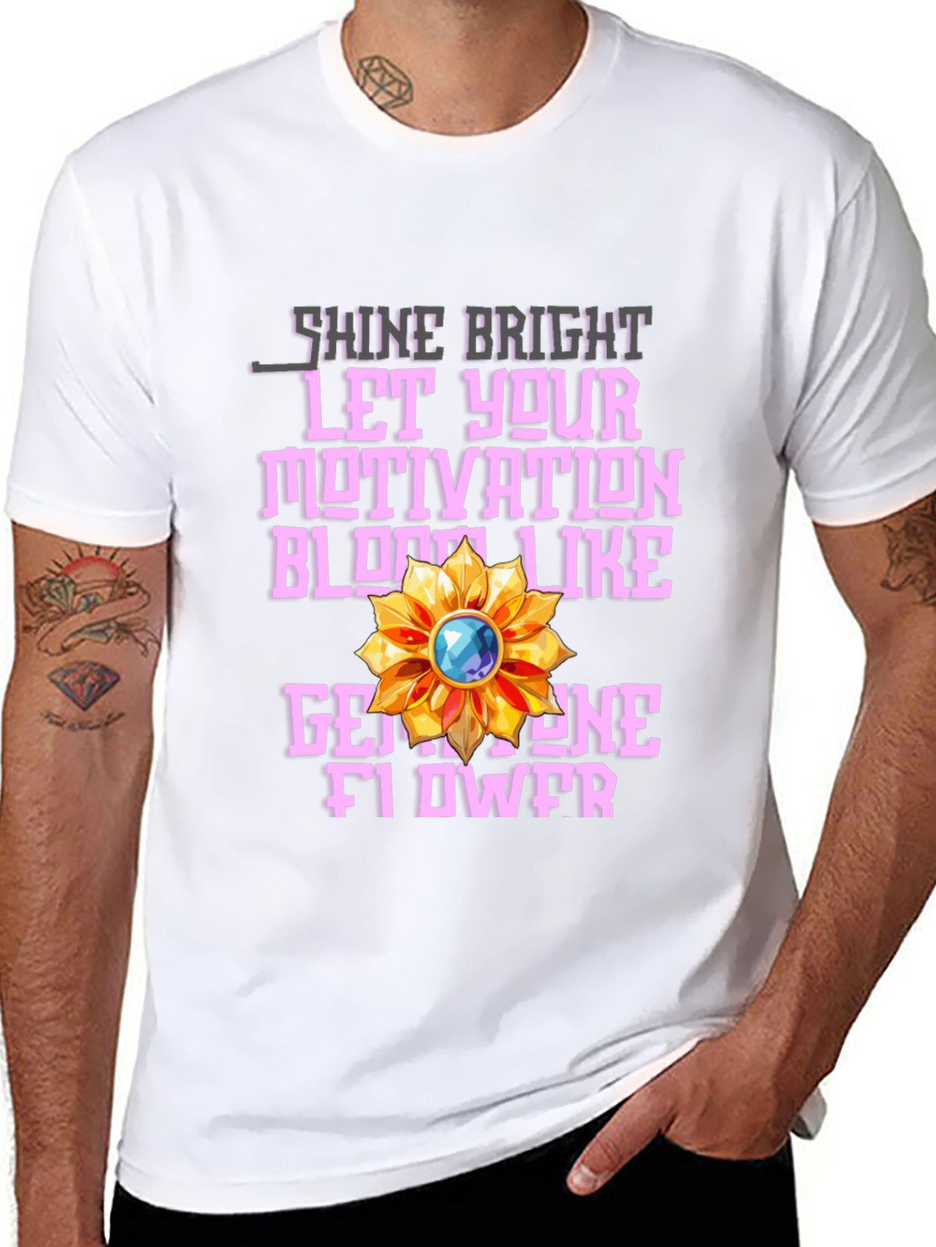 Motivational Gemstone Flower Graphic T-Shirt