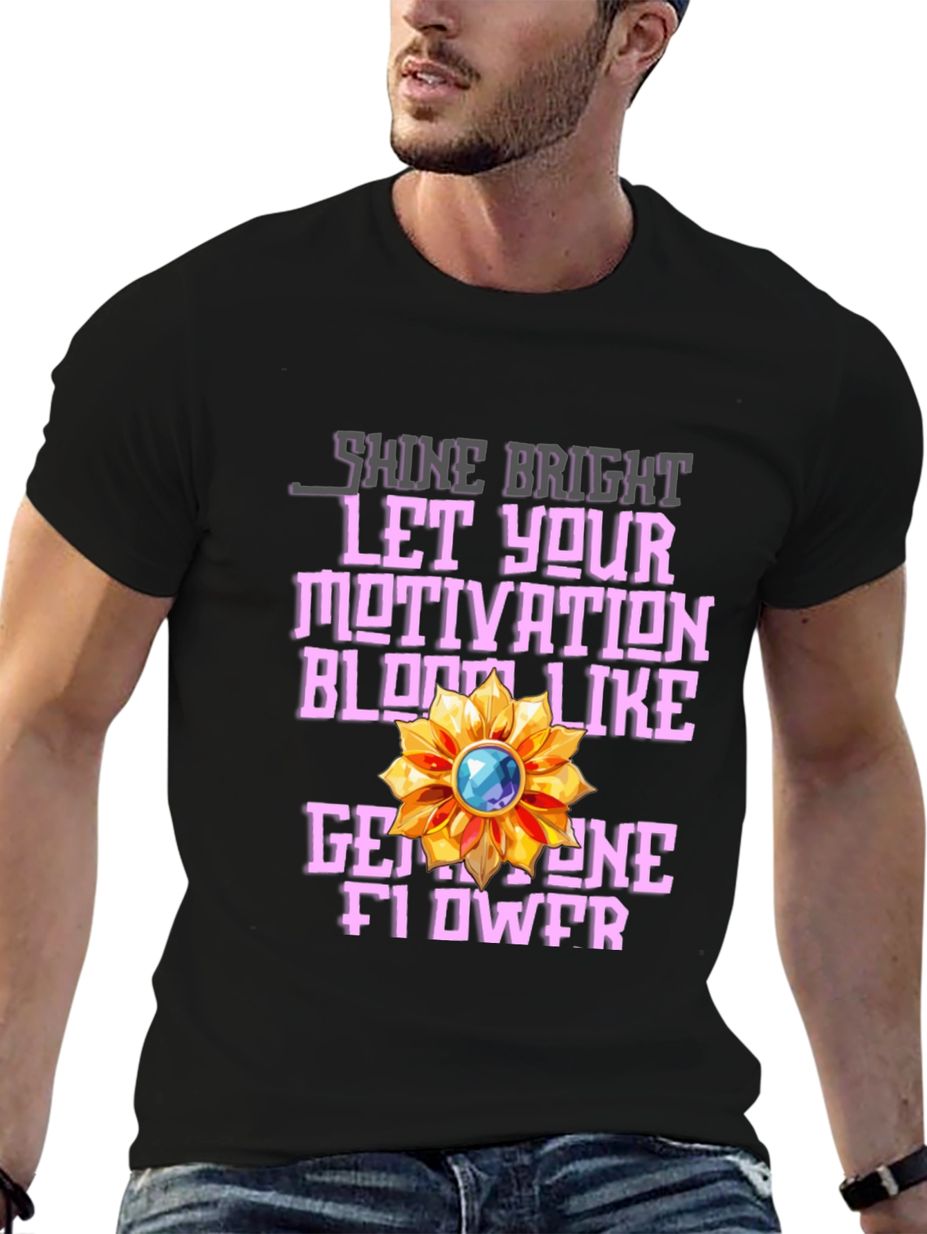 Motivational Gemstone Flower Graphic T-Shirt