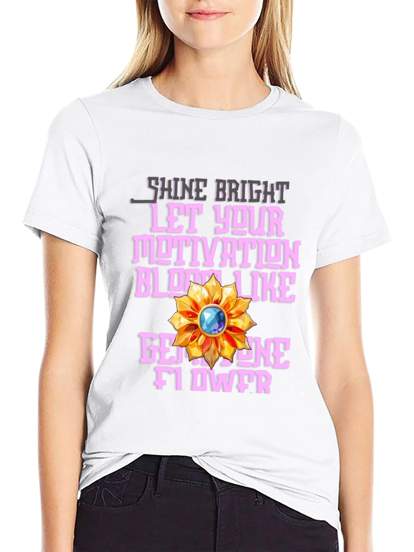 Motivational Gemstone Flower Graphic T-Shirt