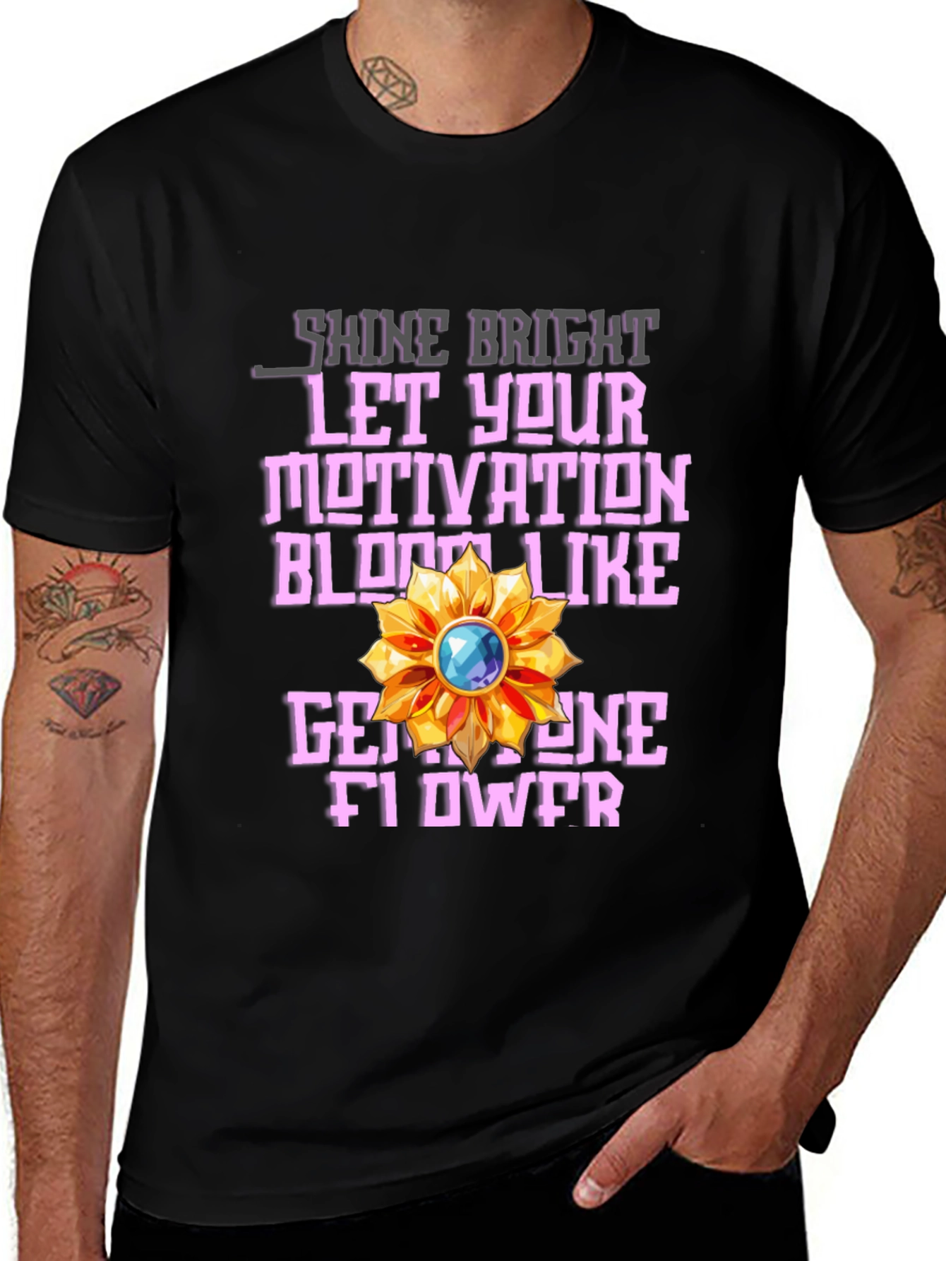 Motivational Gemstone Flower Graphic T-Shirt