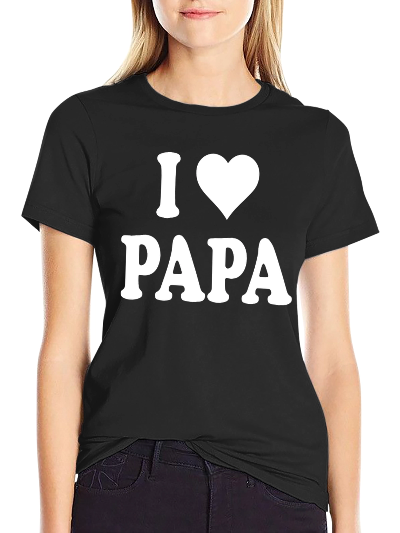 I Heart Papa Black T-Shirt - Fathers Day Gift