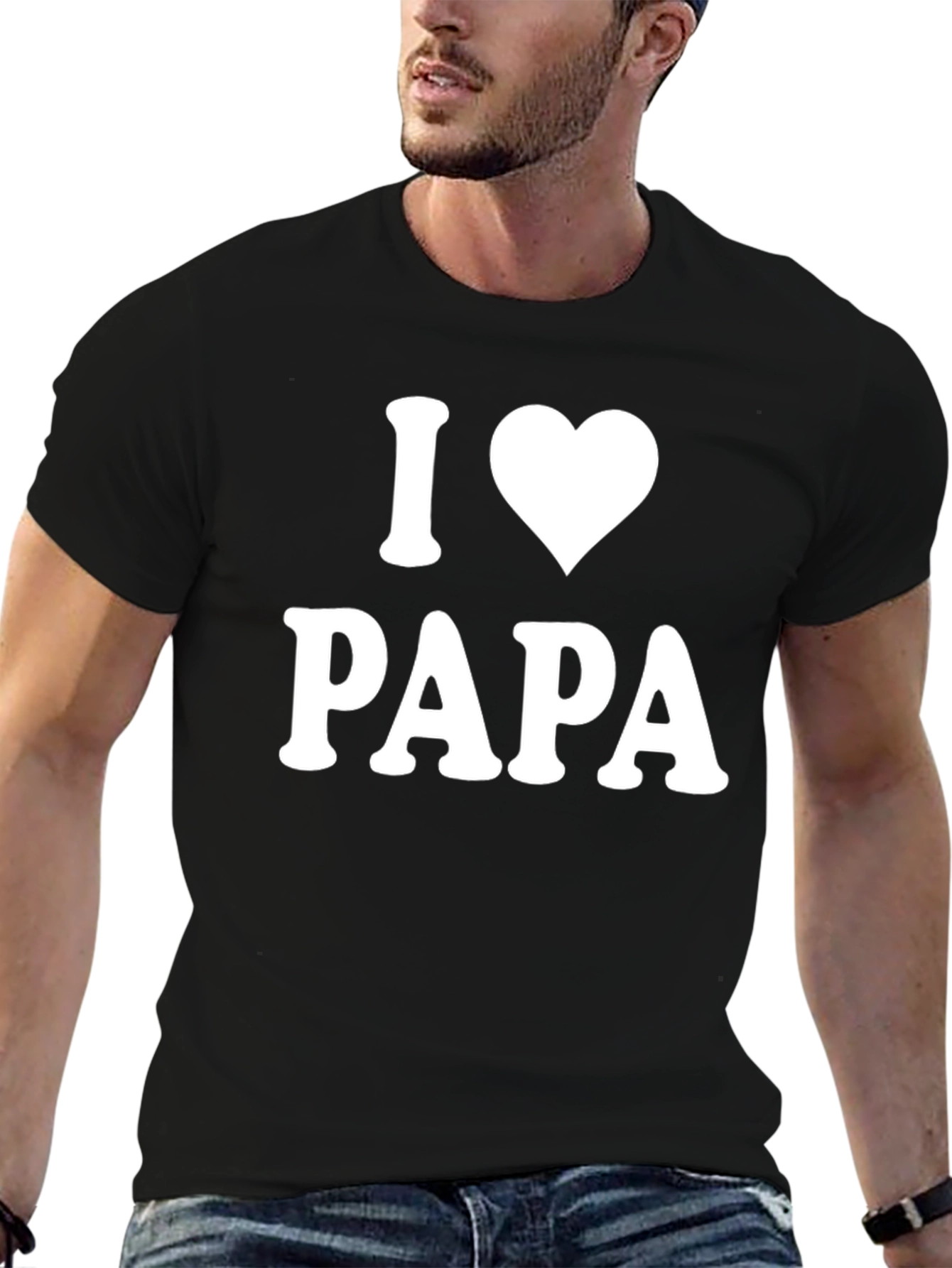 I Heart Papa Black T-Shirt - Fathers Day Gift