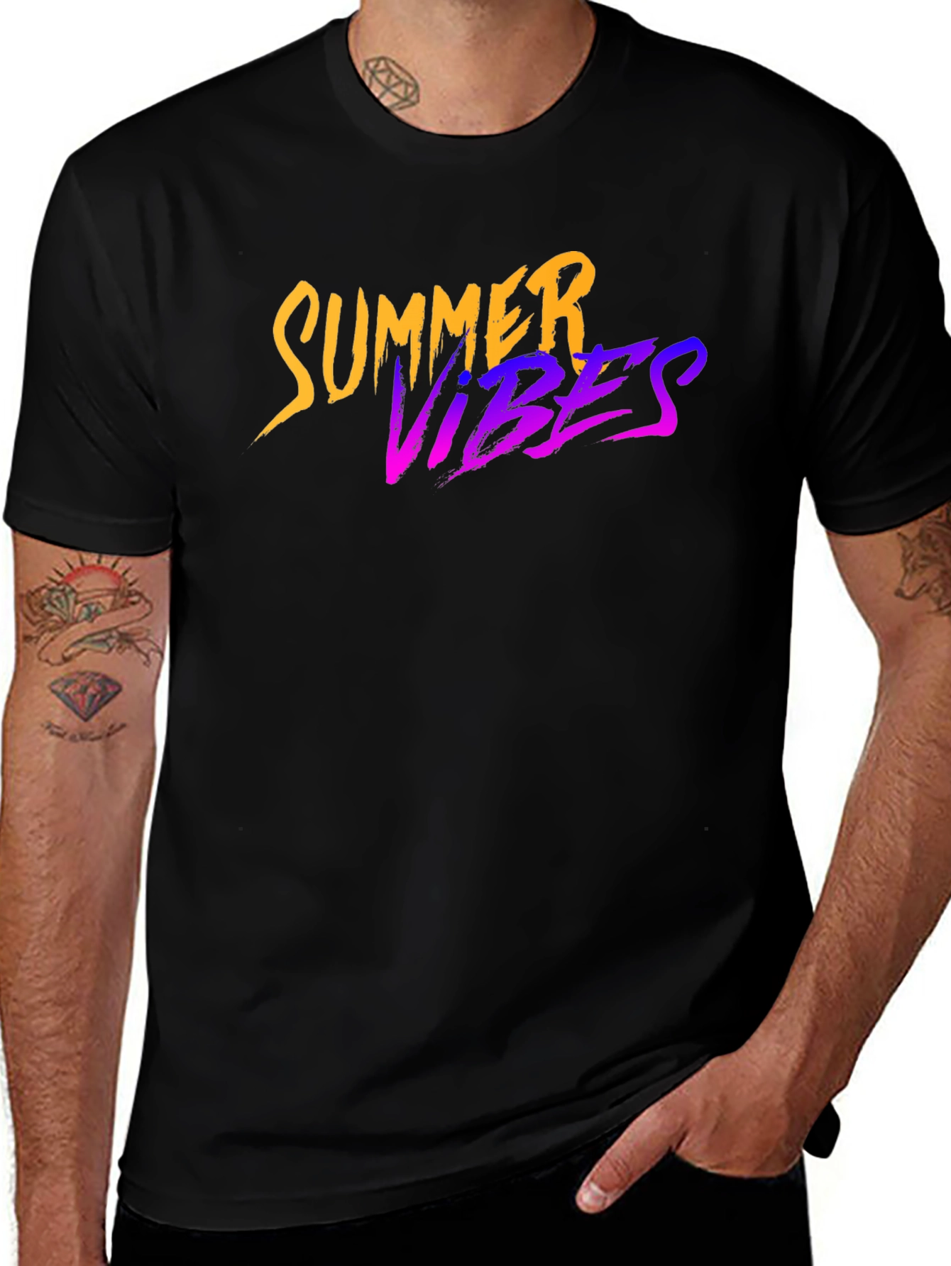 Summer Vibes Graphic Black T-Shirt