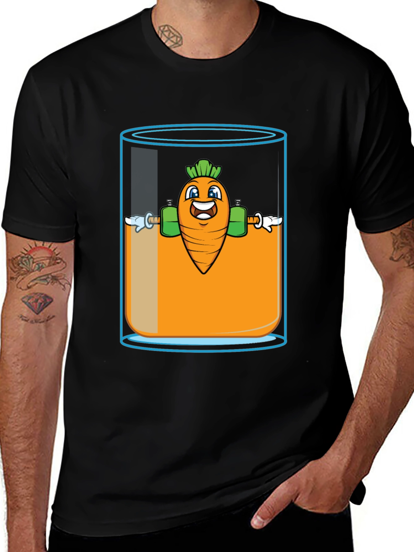 Funny Carrot Juice Gym T-Shirt - Black