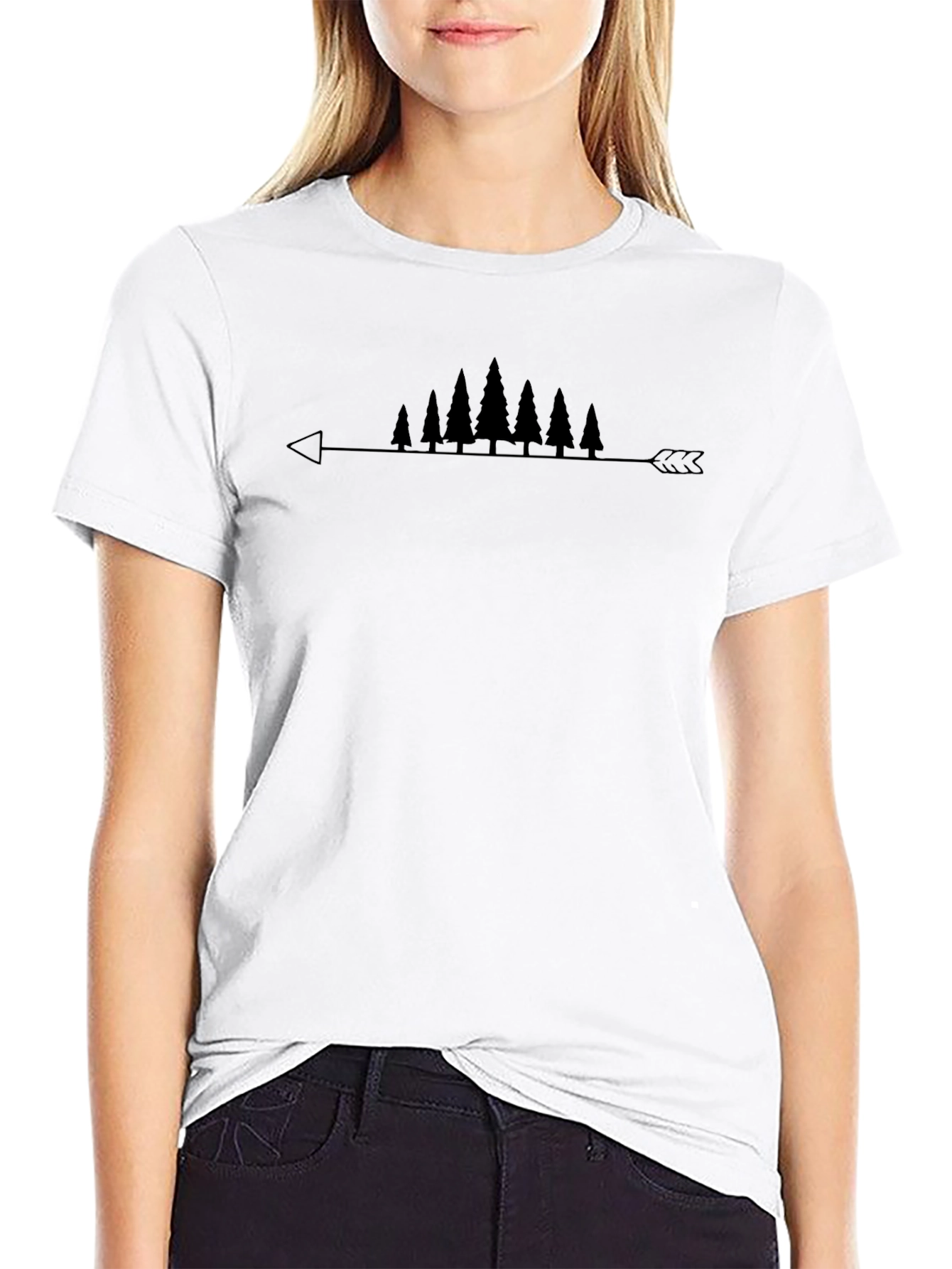 Arrow and Trees Graphic Tee - Mens Black T-Shirt
