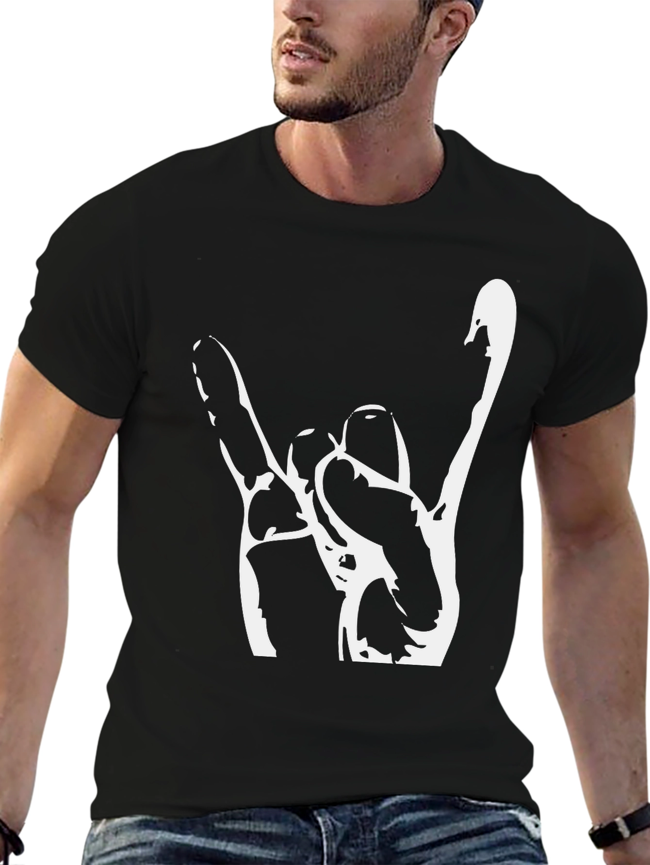 Rock On Hand Graphic Tee - Black Cotton T-Shirt