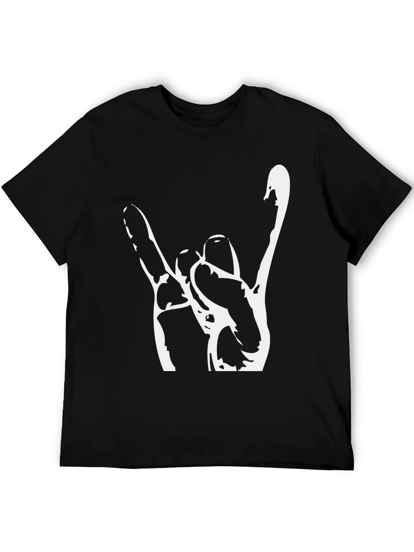 Rock On Hand Graphic Tee - Black Cotton T-Shirt