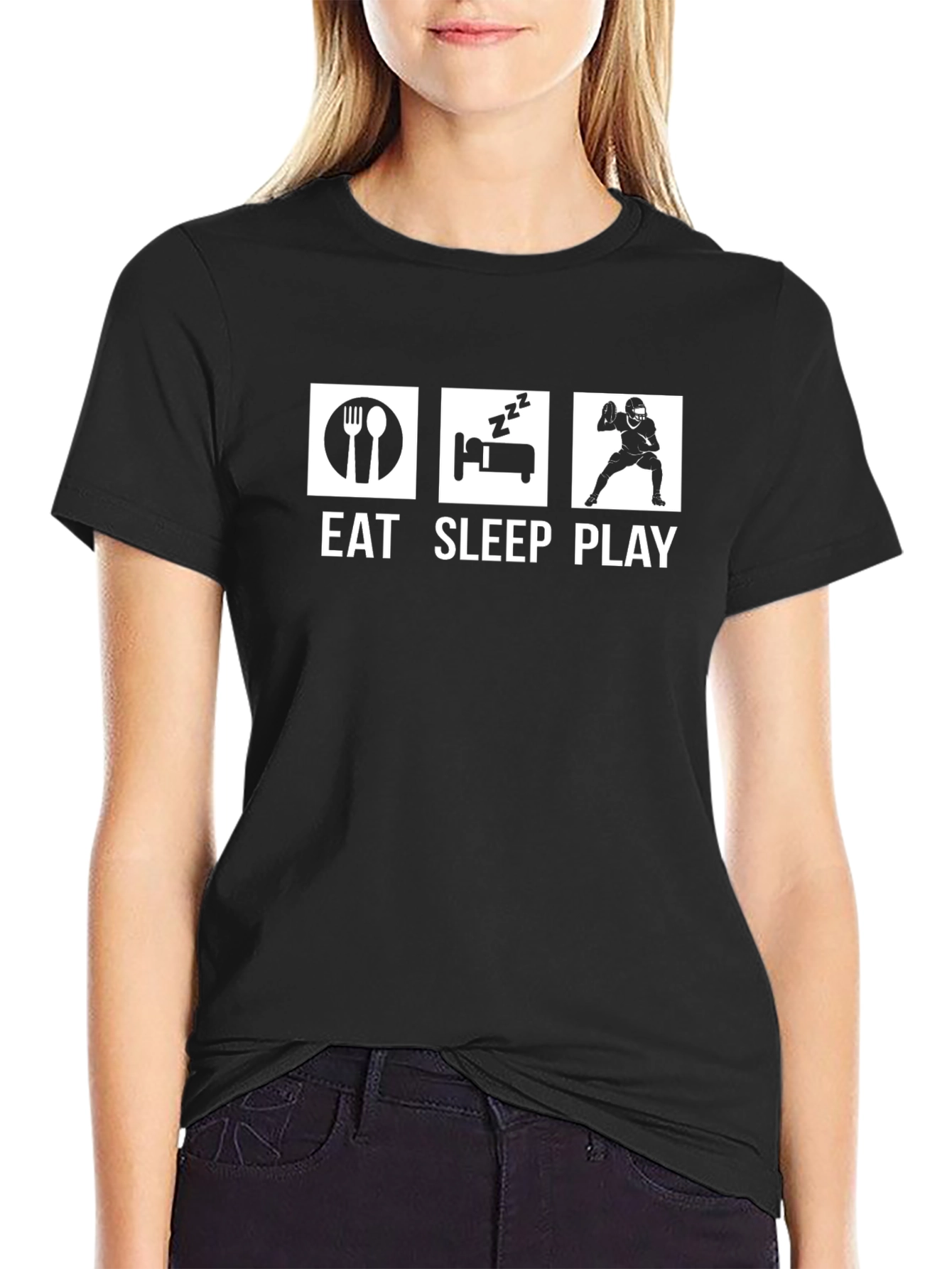 Eat Sleep Play Graphic Tee - Black Cotton T-Shirt