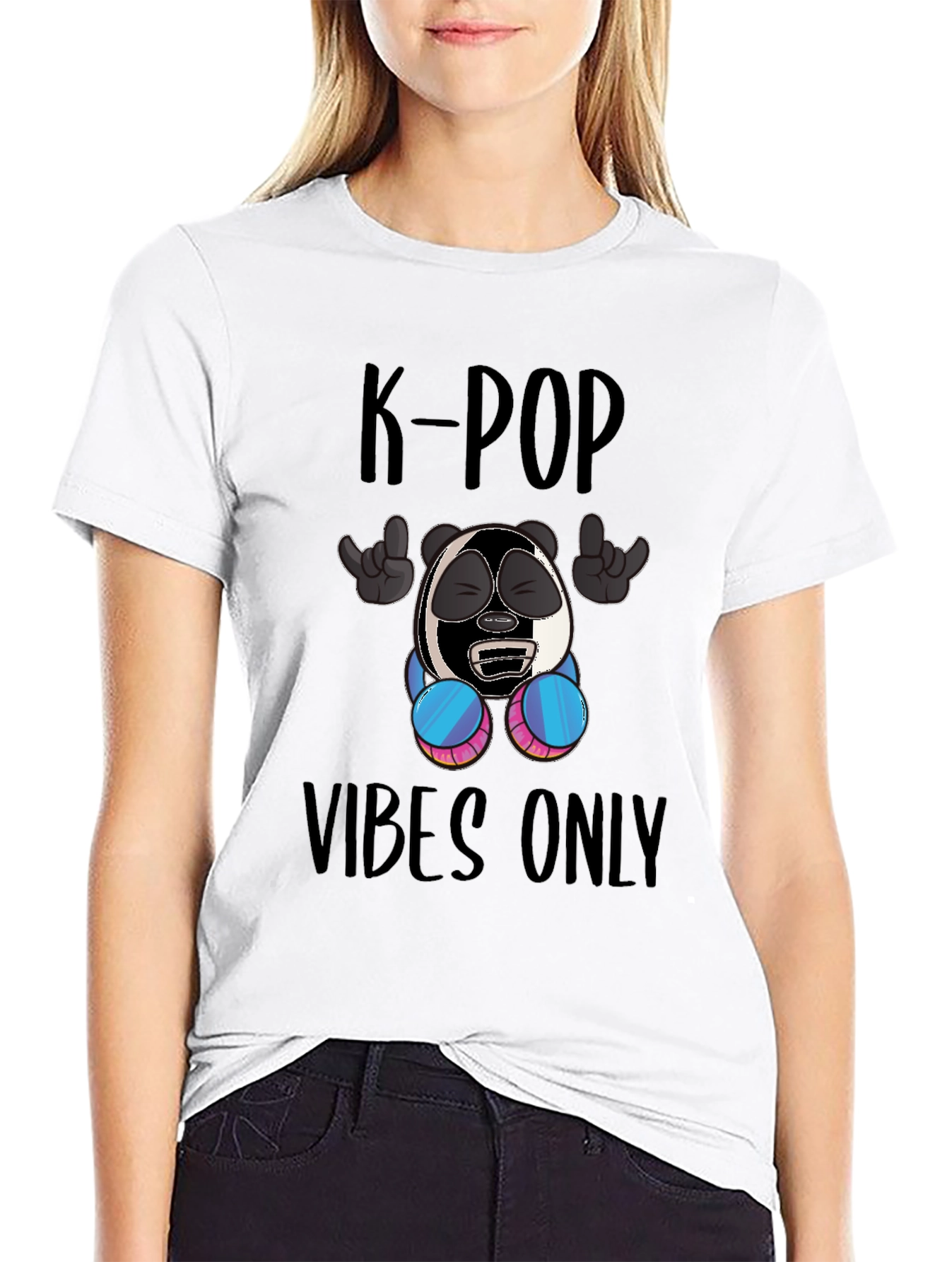 K-Pop Vibes Only Graphic Tee - Fun Style