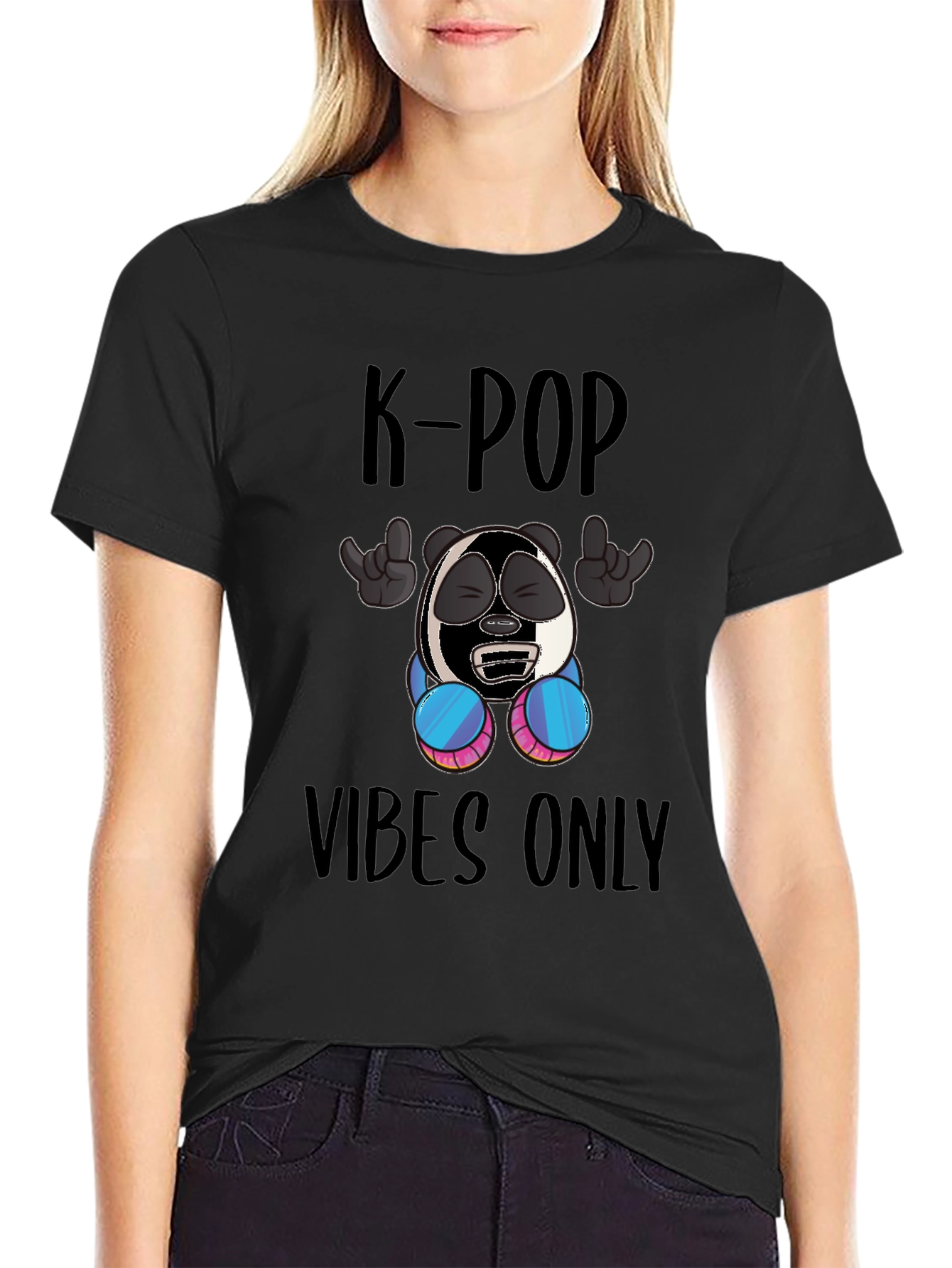 K-Pop Vibes Only Graphic Tee - Fun Style