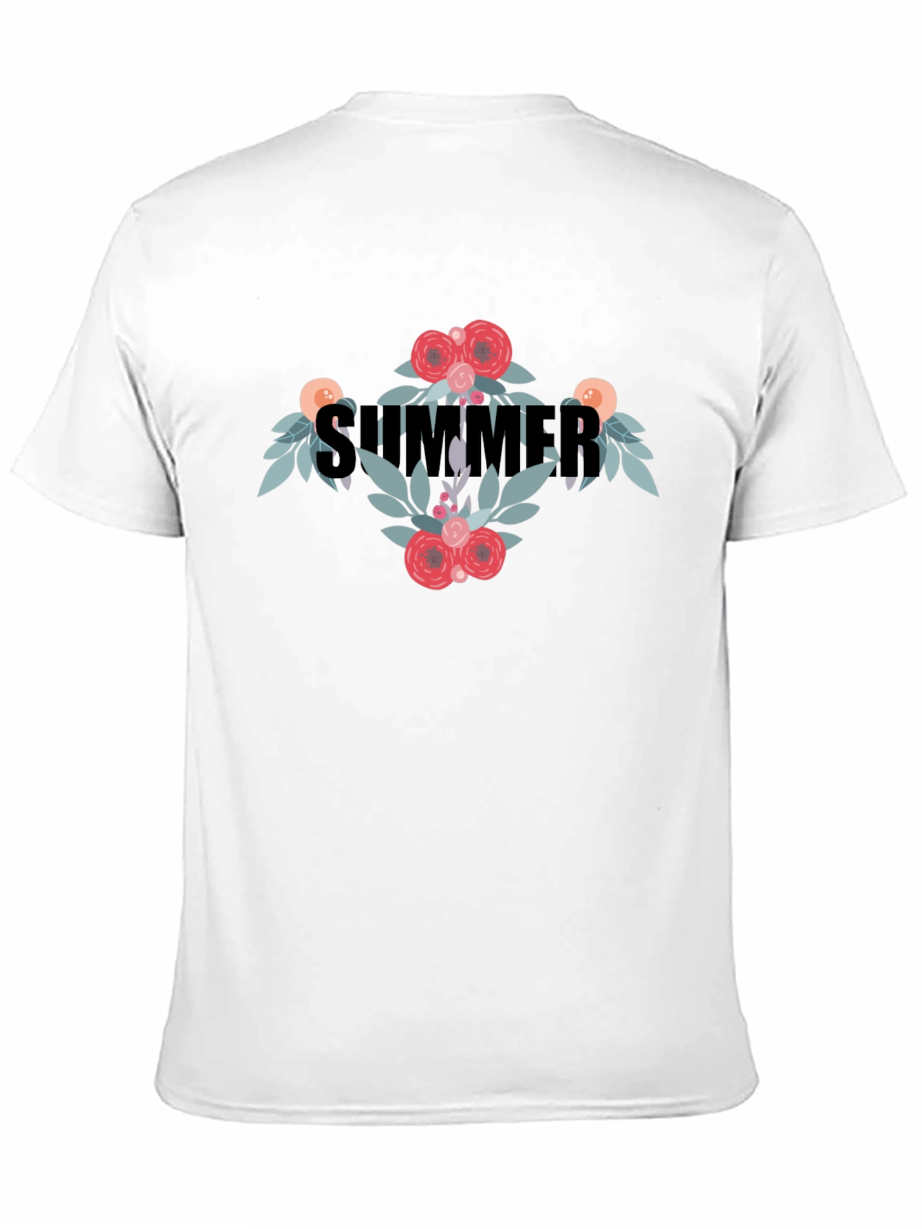 Summer Floral Graphic T-Shirt - Casual Black Tee