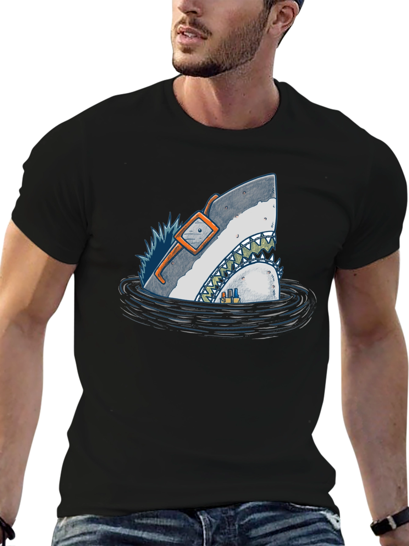 Shark in Water Graphic T-Shirt - Unique Design