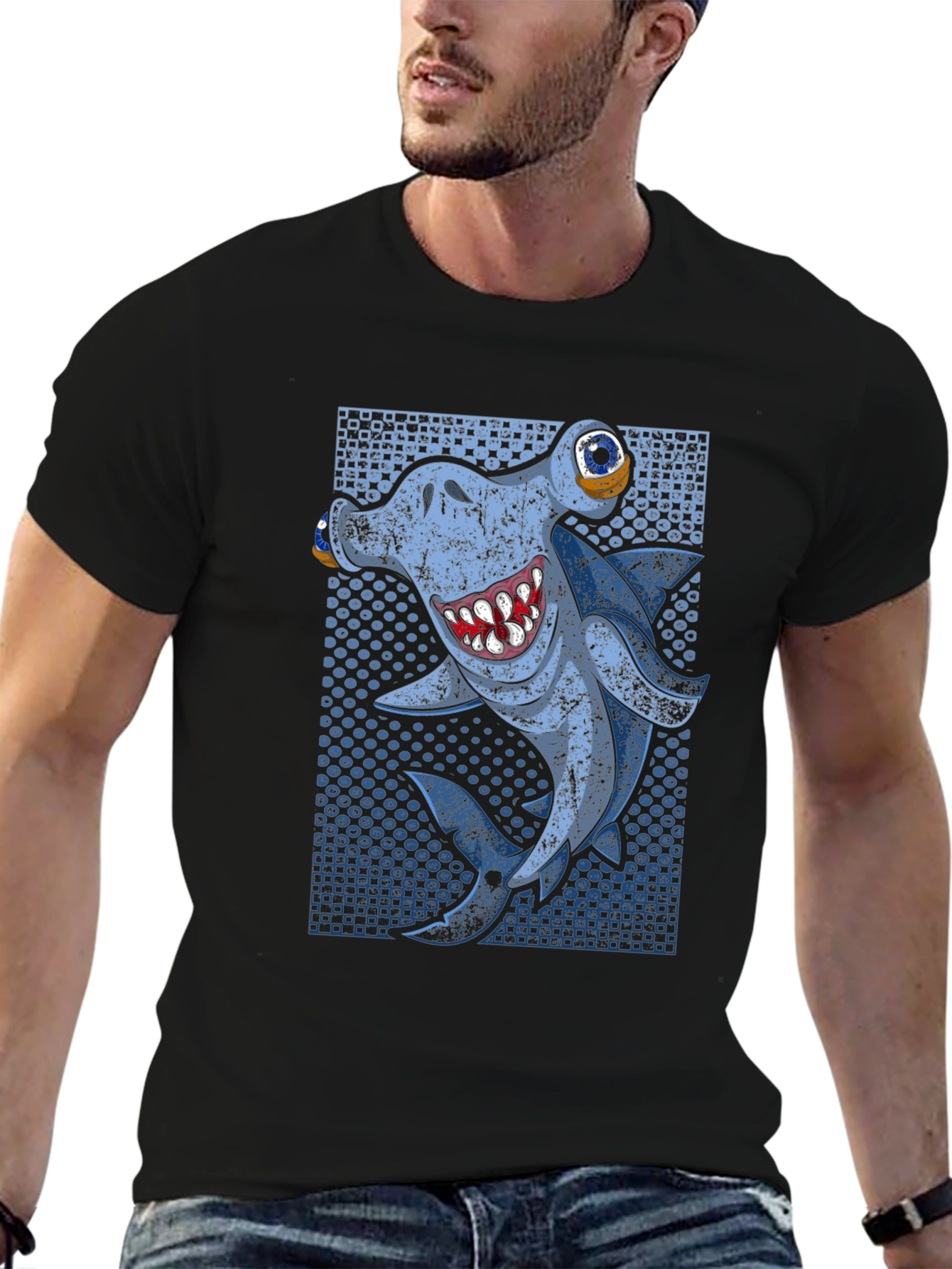 Hammerhead Shark Graphic Tee - Mens Black T-Shirt