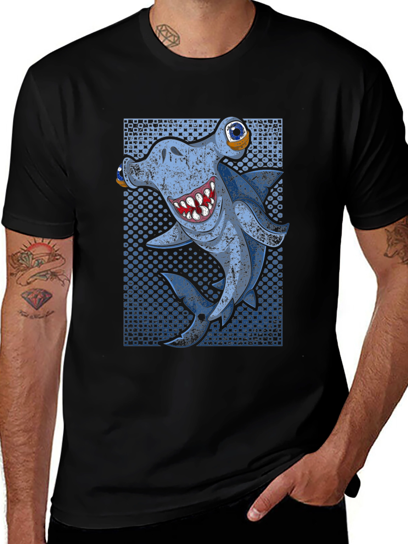 Hammerhead Shark Graphic Tee - Mens Black T-Shirt
