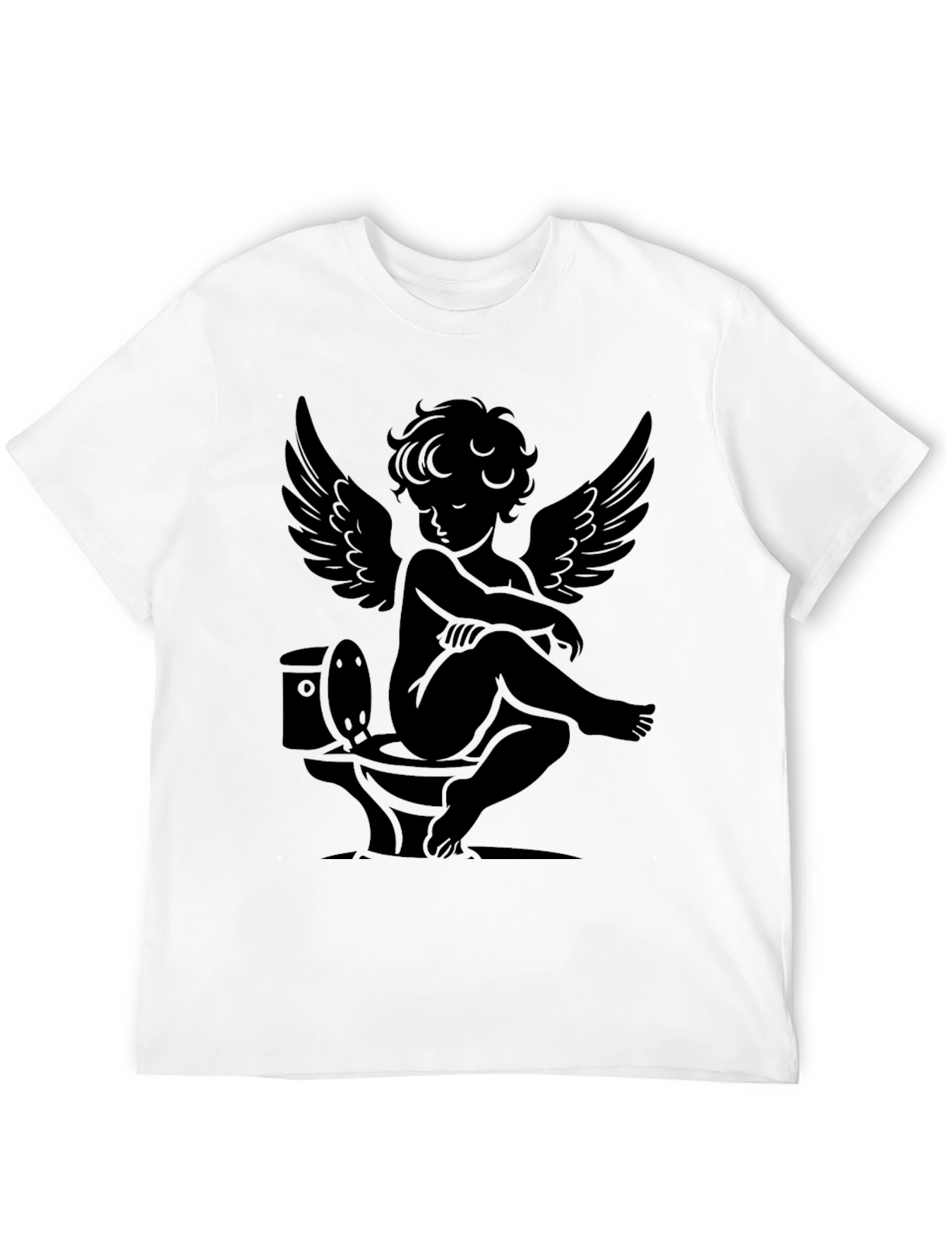 Angelic Humor Tee - Cherub on Toilet