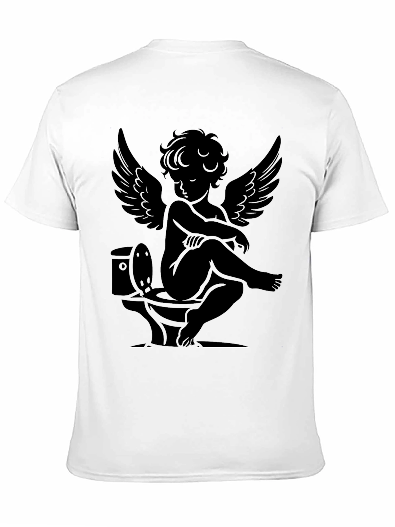 Angelic Humor Tee - Cherub on Toilet