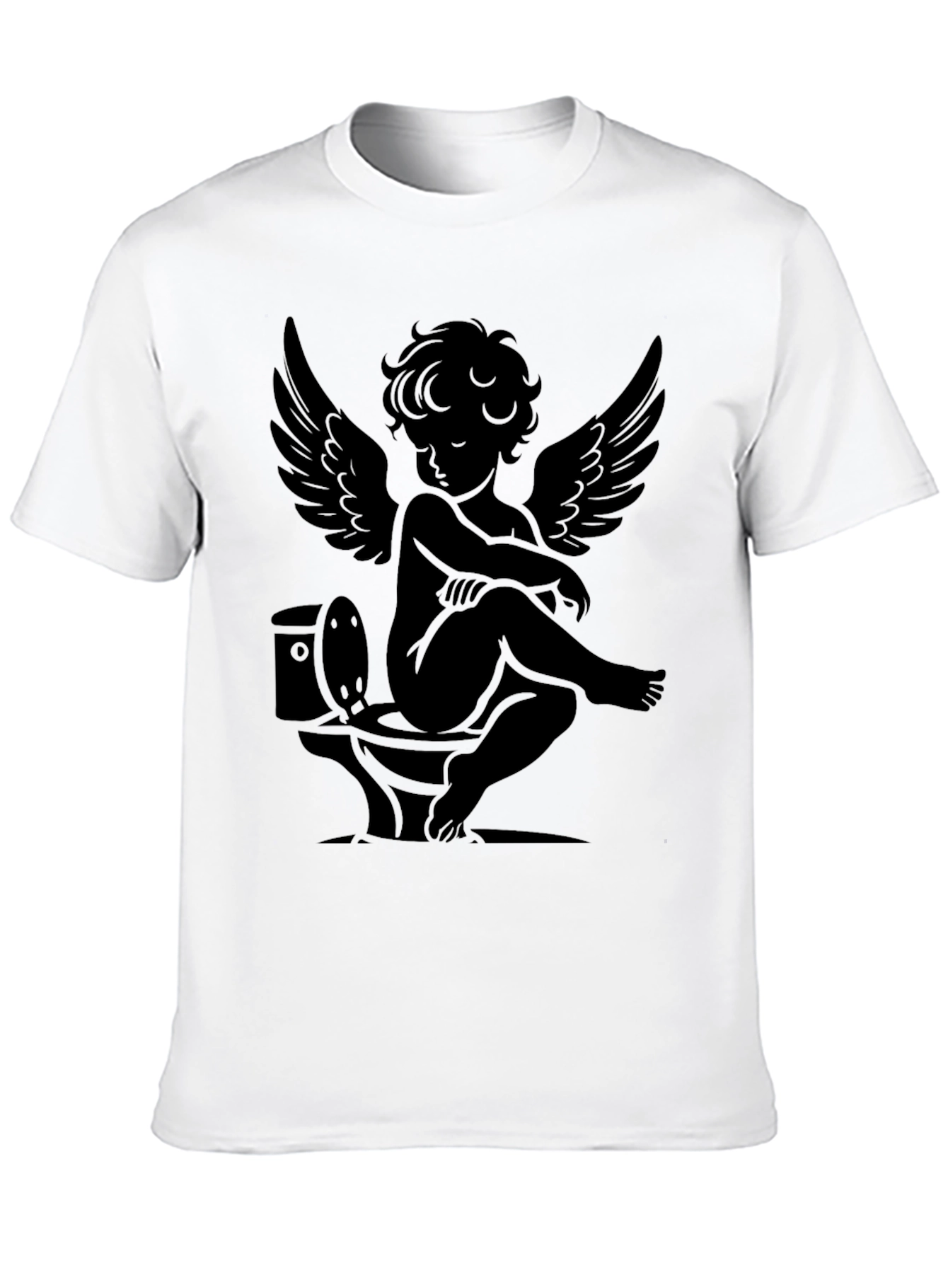 Angelic Humor Tee - Cherub on Toilet