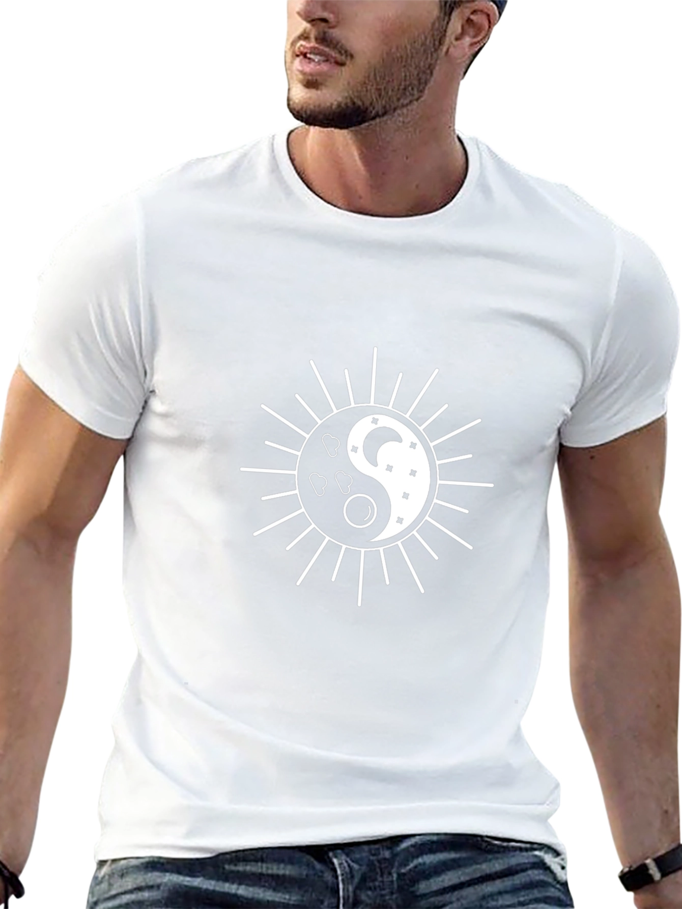 Yin Yang Sun & Moon Graphic Tee - Black