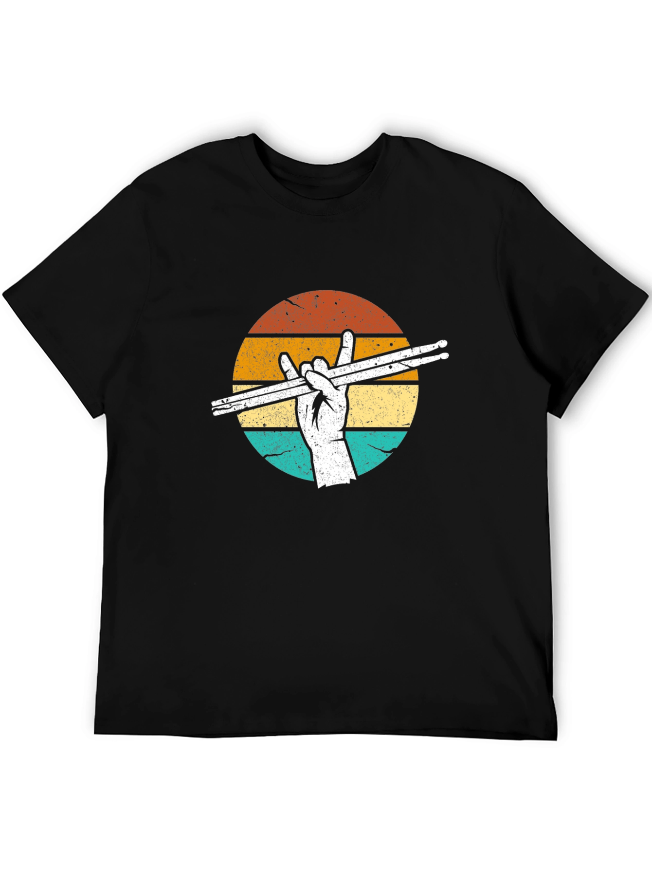Retro Drummer T-Shirt: Rock Hand Drumsticks Graphic Tee
