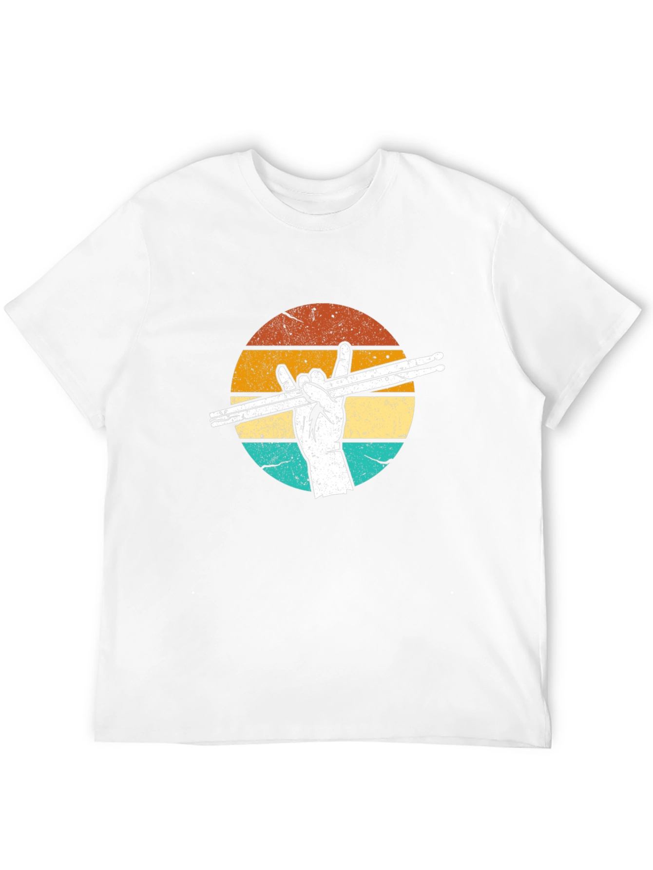 Retro Drummer T-Shirt: Rock Hand Drumsticks Graphic Tee