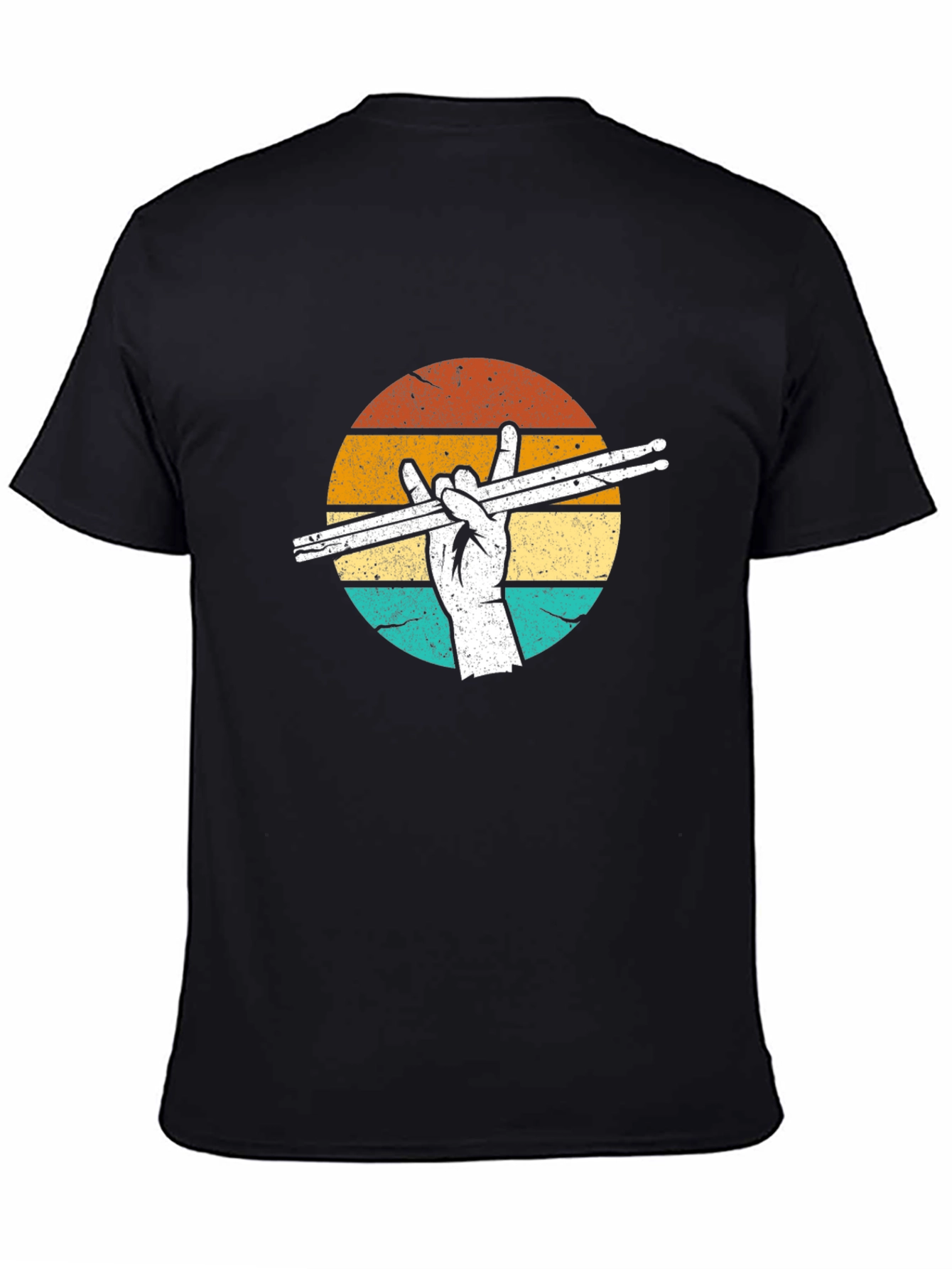 Retro Drummer T-Shirt: Rock Hand Drumsticks Graphic Tee