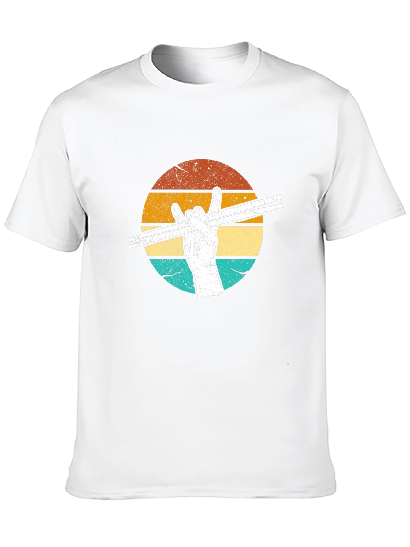 Retro Drummer T-Shirt: Rock Hand Drumsticks Graphic Tee