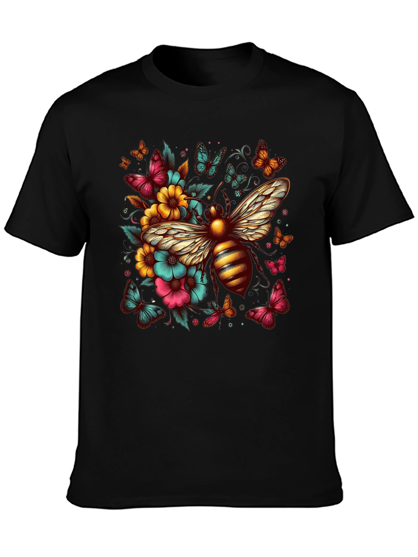 Floral Bee Graphic T-Shirt - Unique Design