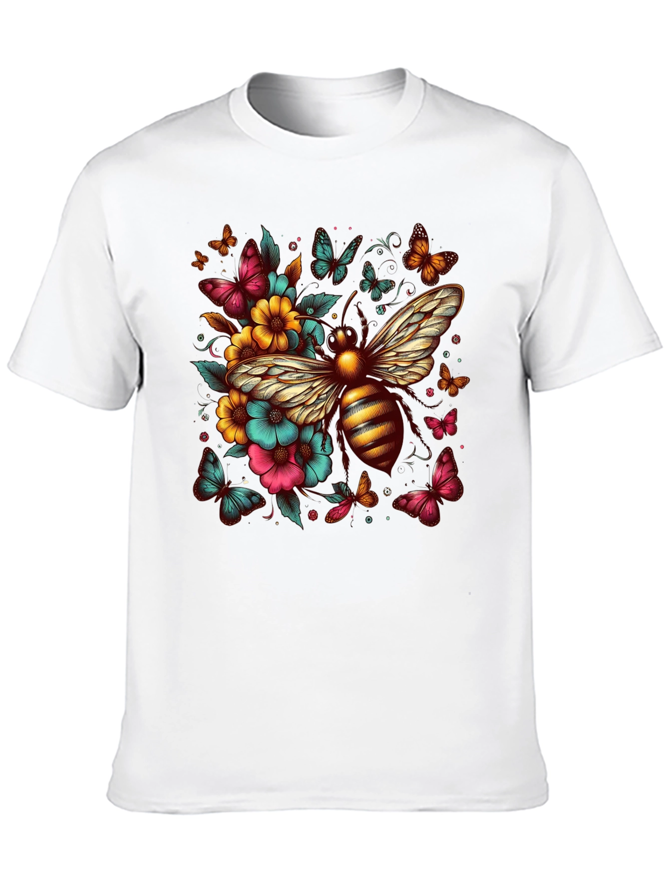 Floral Bee Graphic T-Shirt - Unique Design
