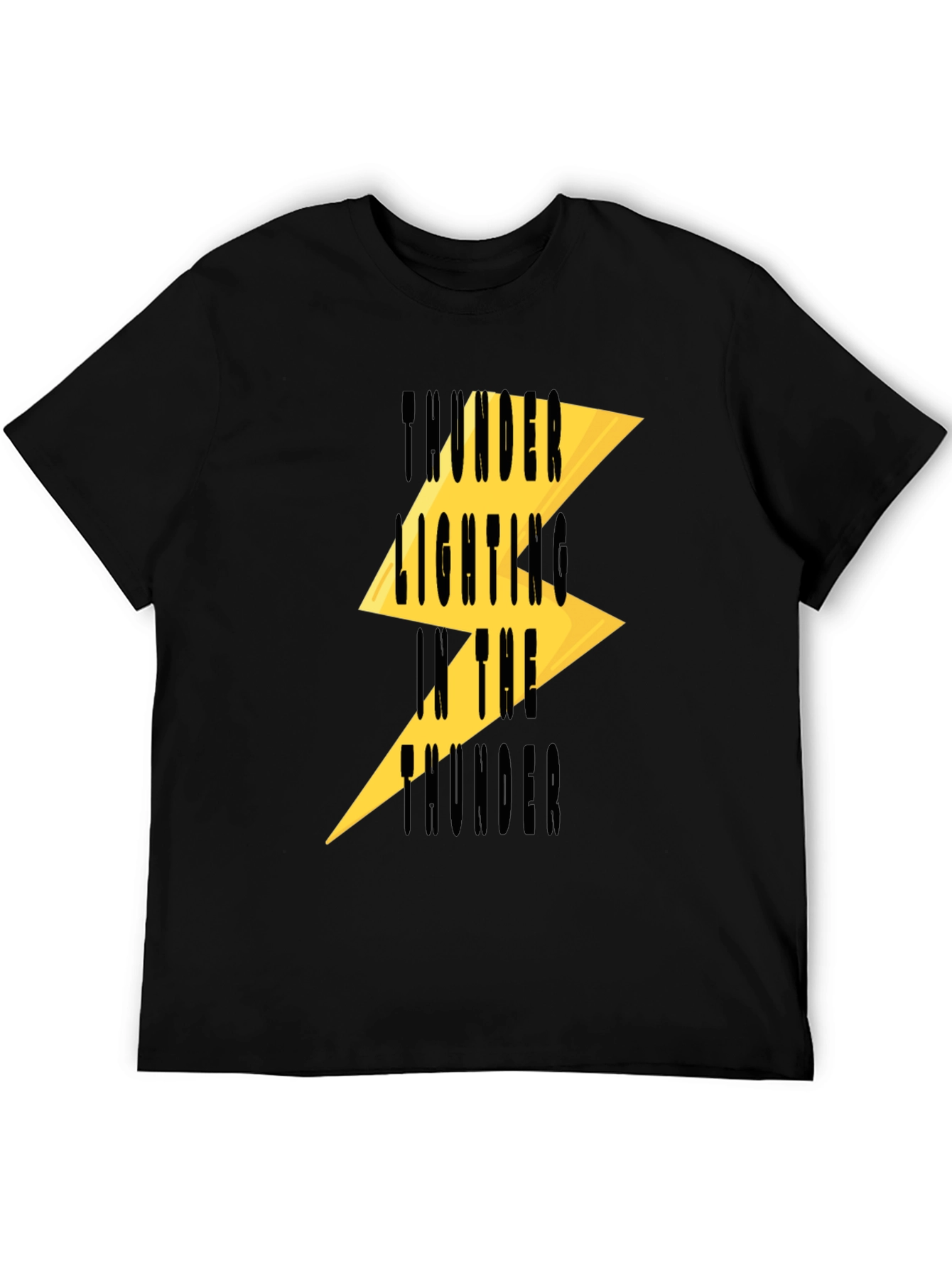 Thunder Lighting Printed Black T-Shirt