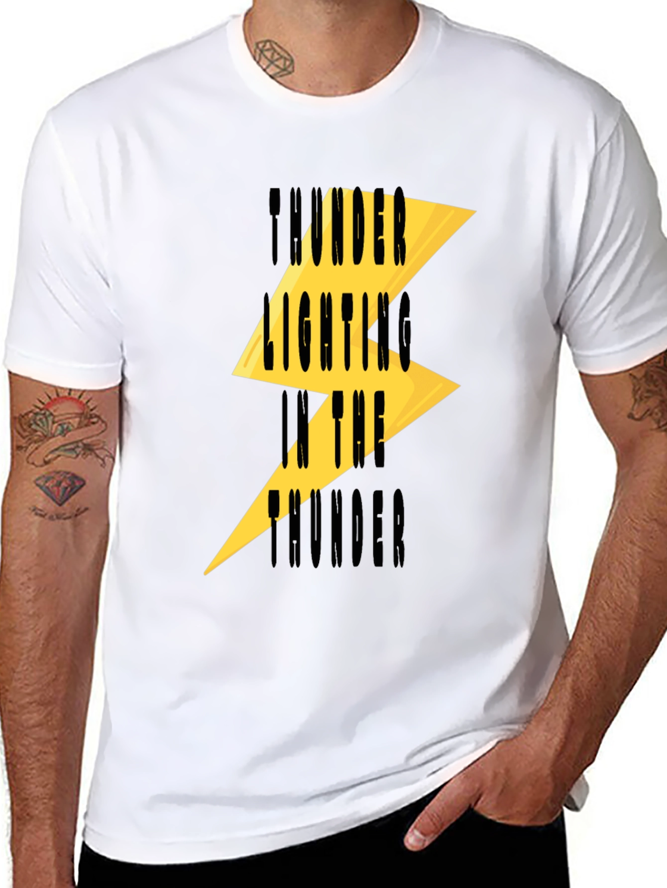 Thunder Lighting Printed Black T-Shirt