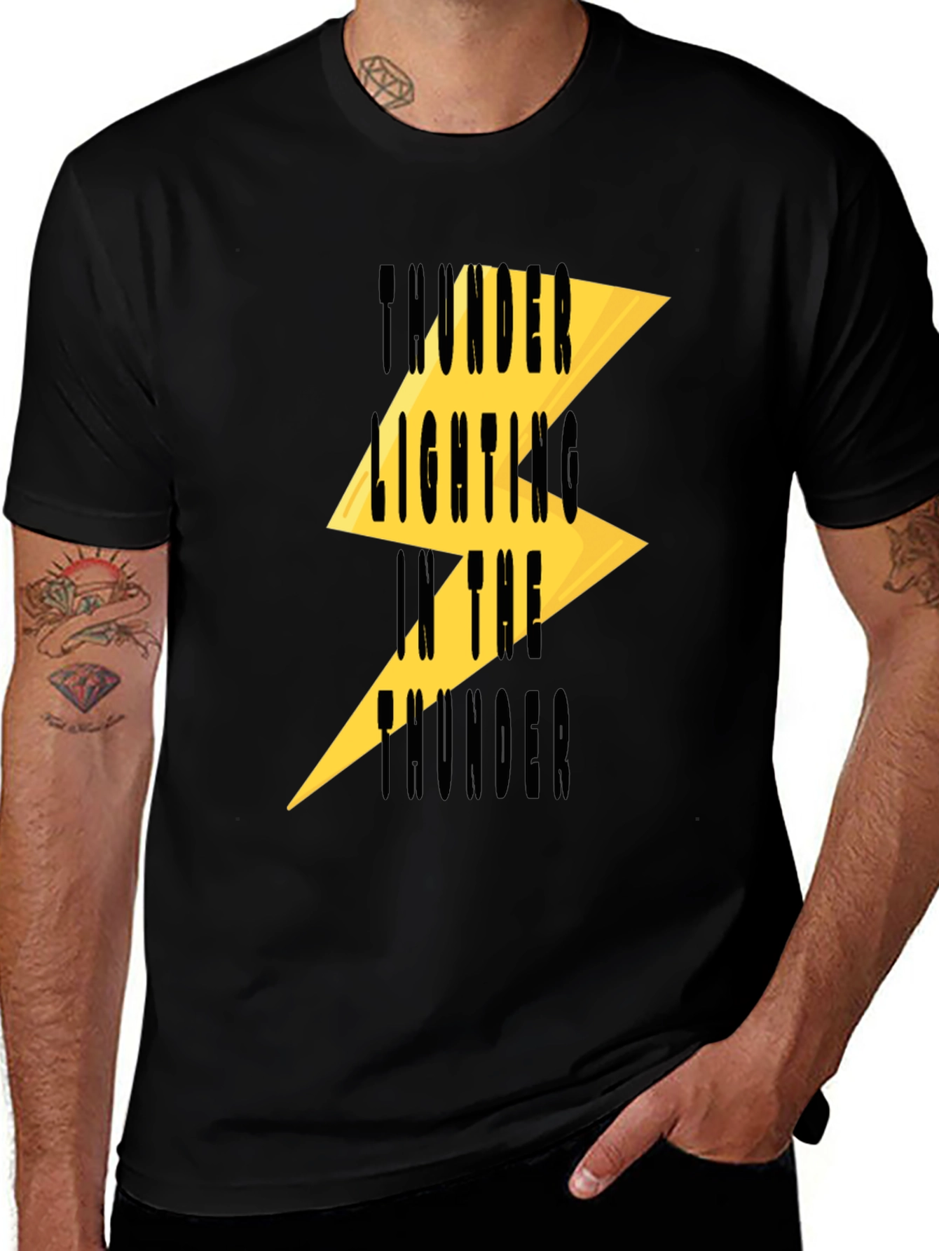 Thunder Lighting Printed Black T-Shirt