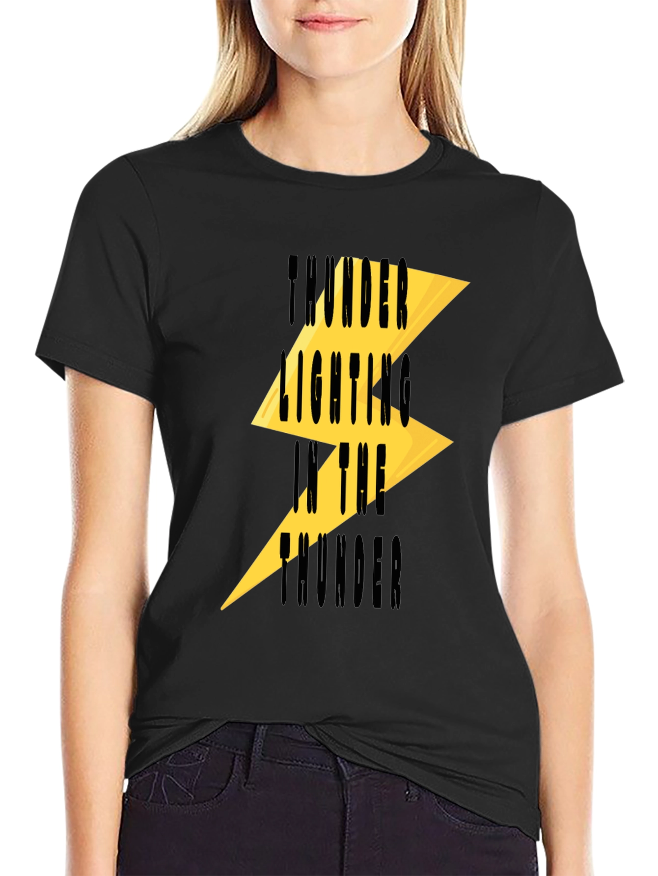 Thunder Lighting Printed Black T-Shirt