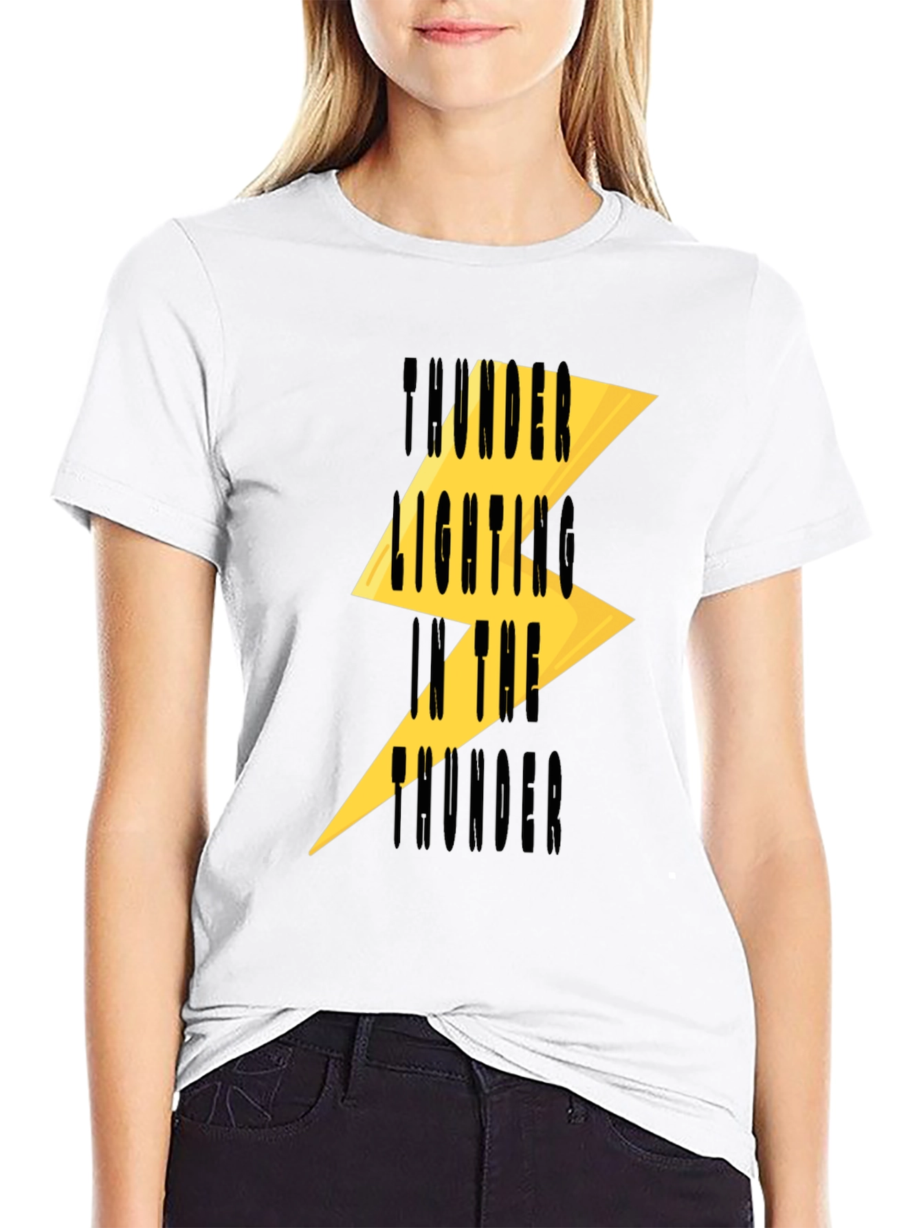 Thunder Lighting Printed Black T-Shirt