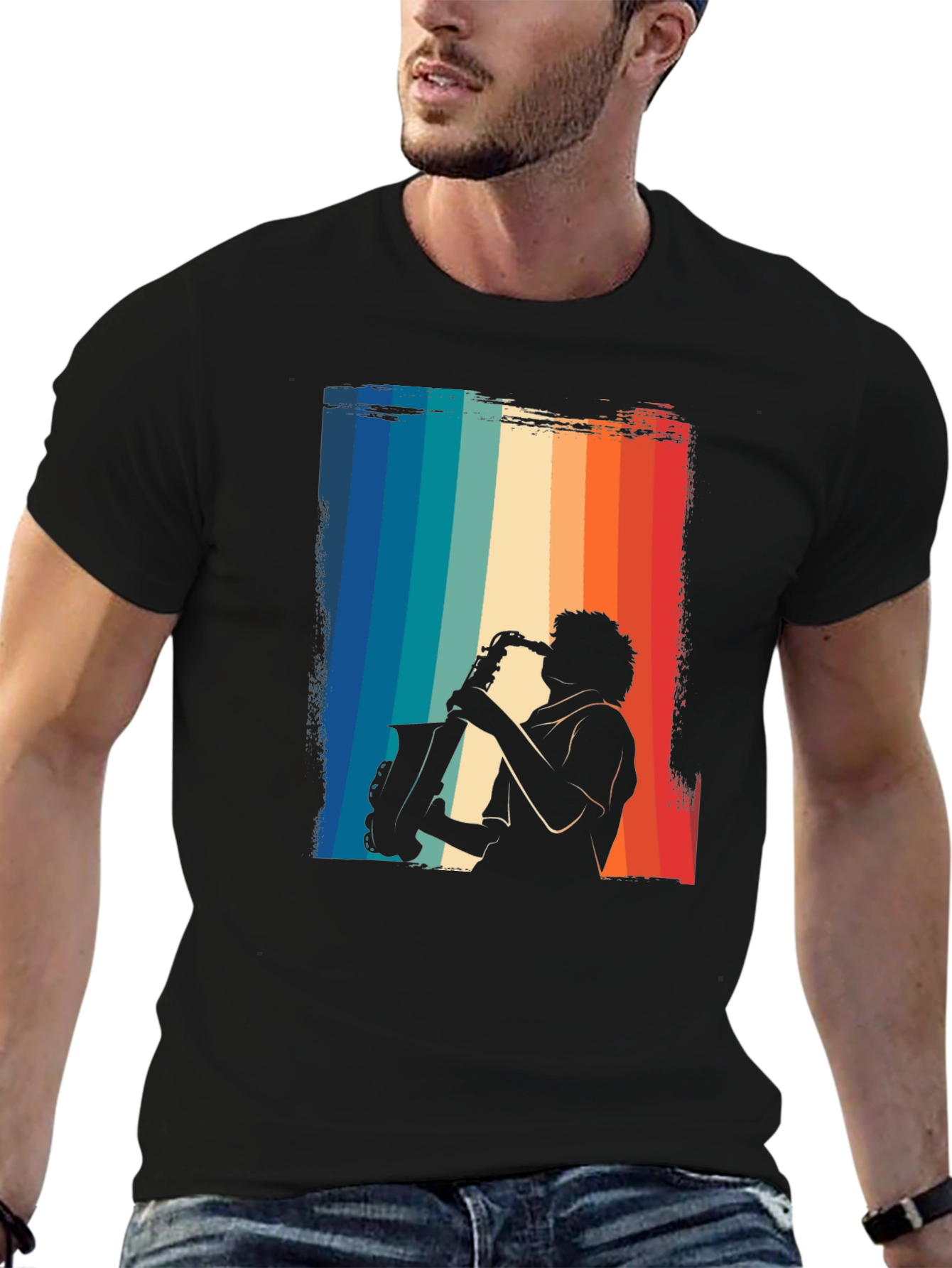 Retro Saxophone Player Graphic T-Shirt