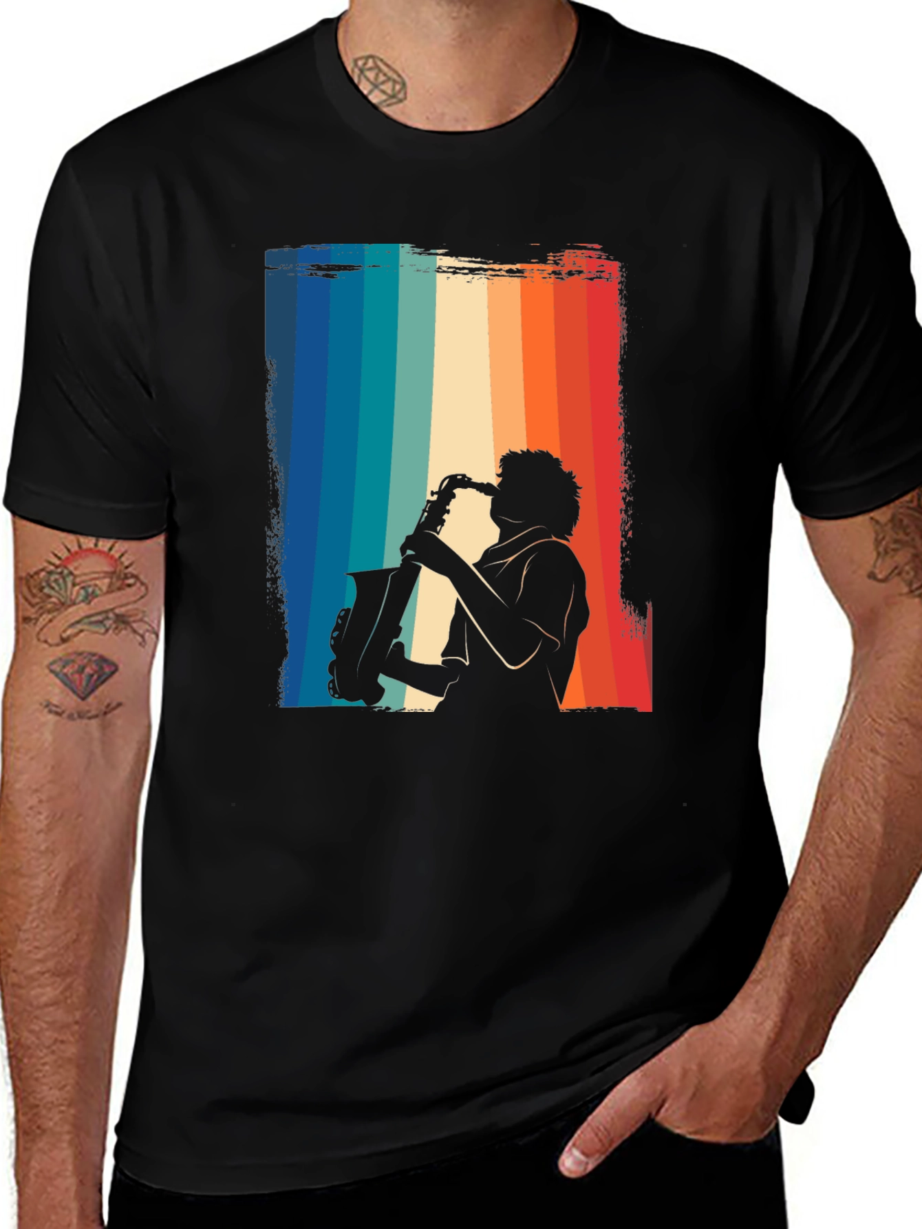 Retro Saxophone Player Graphic T-Shirt