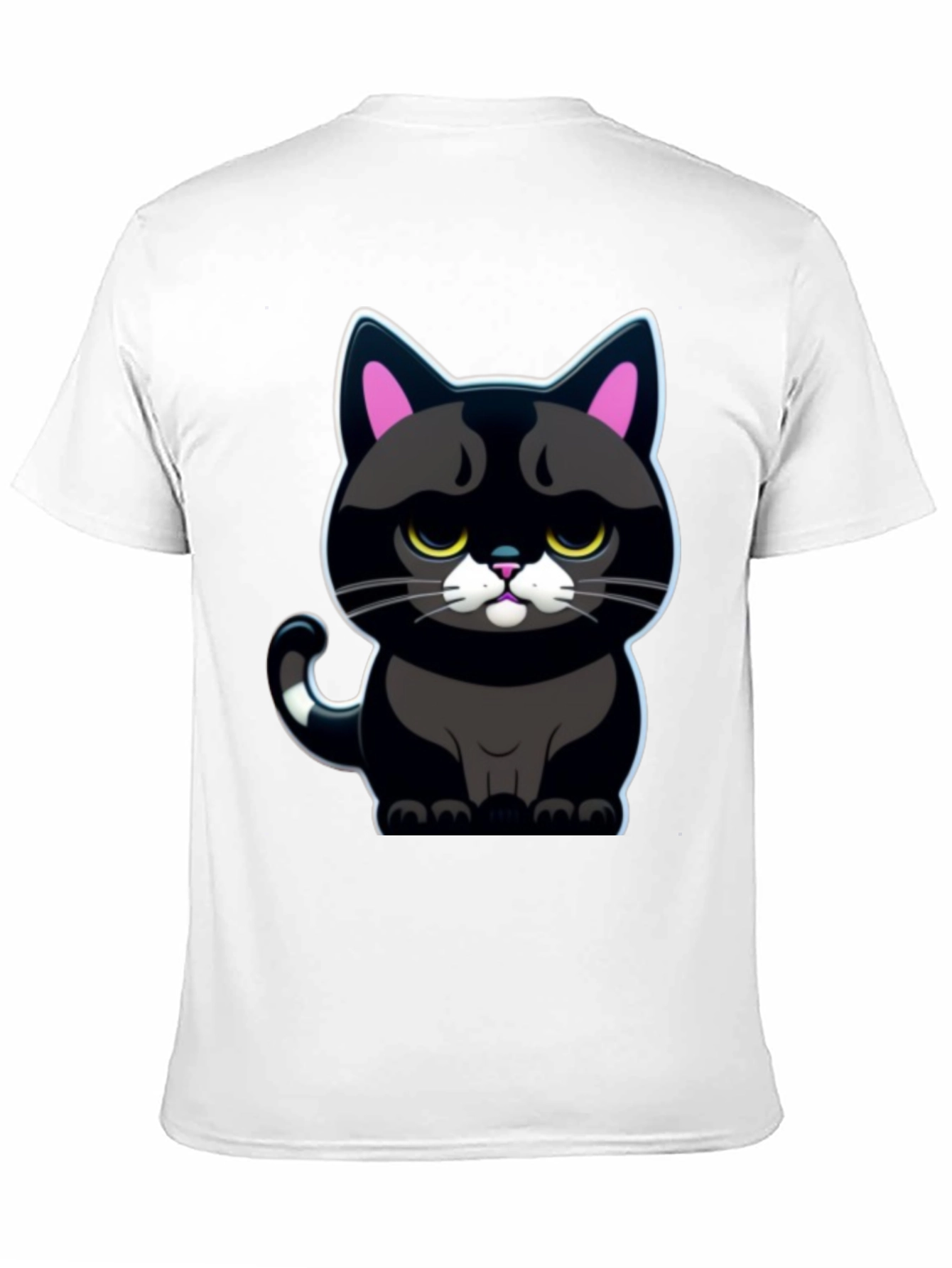 Grumpy Black Cat T-Shirt - Cute Cartoon Graphic Tee
