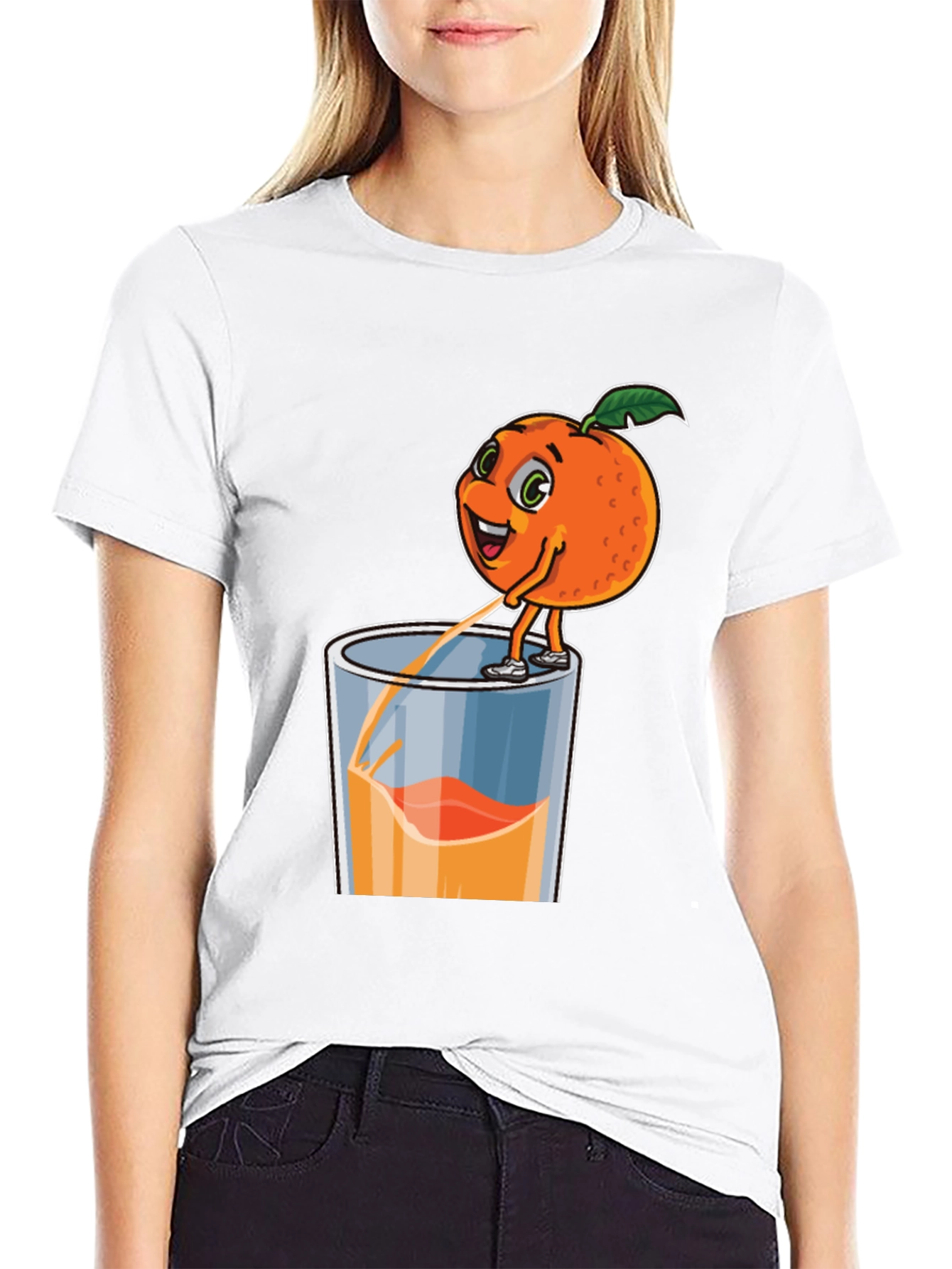 Funny Orange Juice Cartoon Graphic T-Shirt