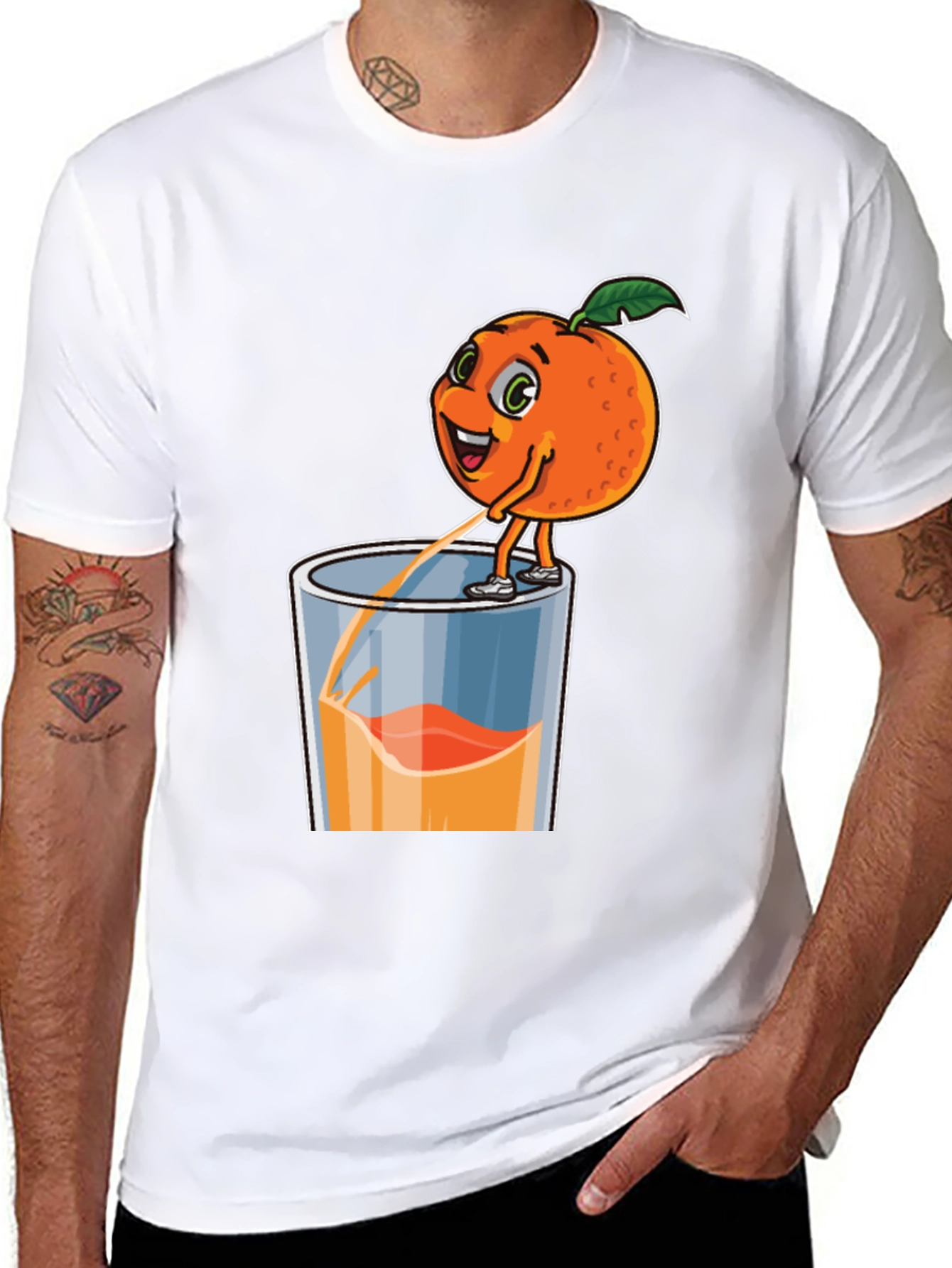 Funny Orange Juice Cartoon Graphic T-Shirt