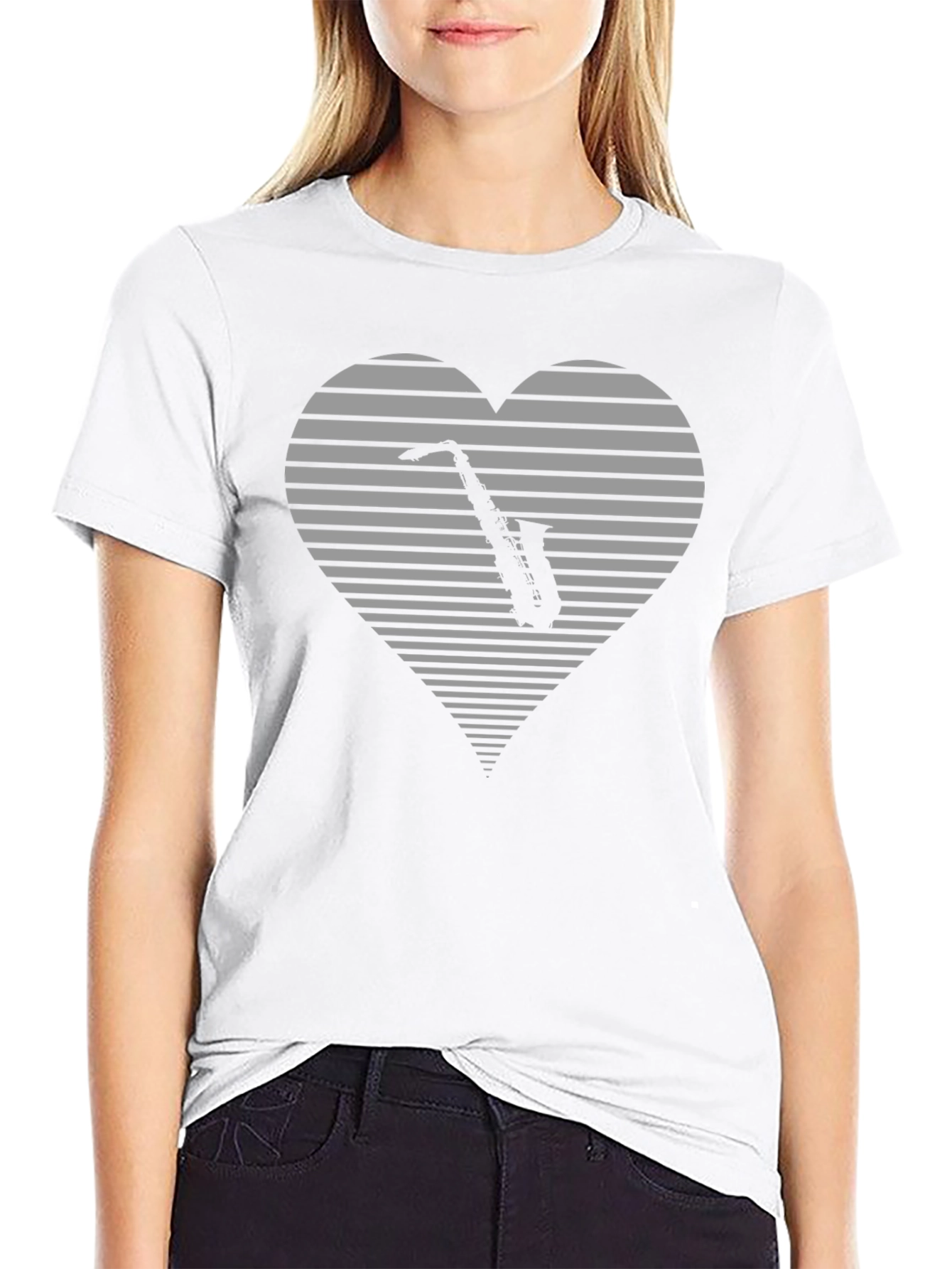 Saxophone Heart T-Shirt - Music Lover Tee