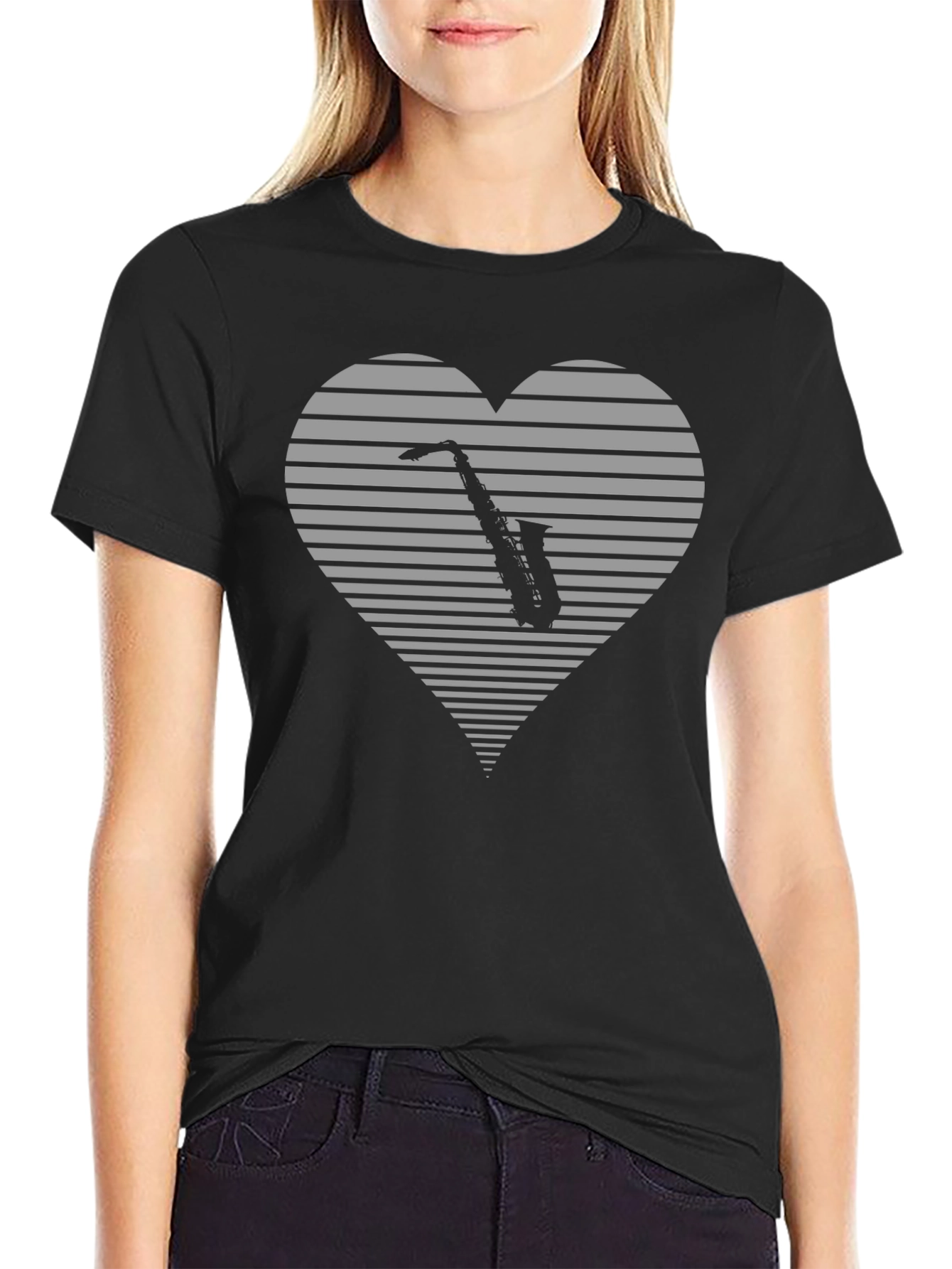 Saxophone Heart T-Shirt - Music Lover Tee