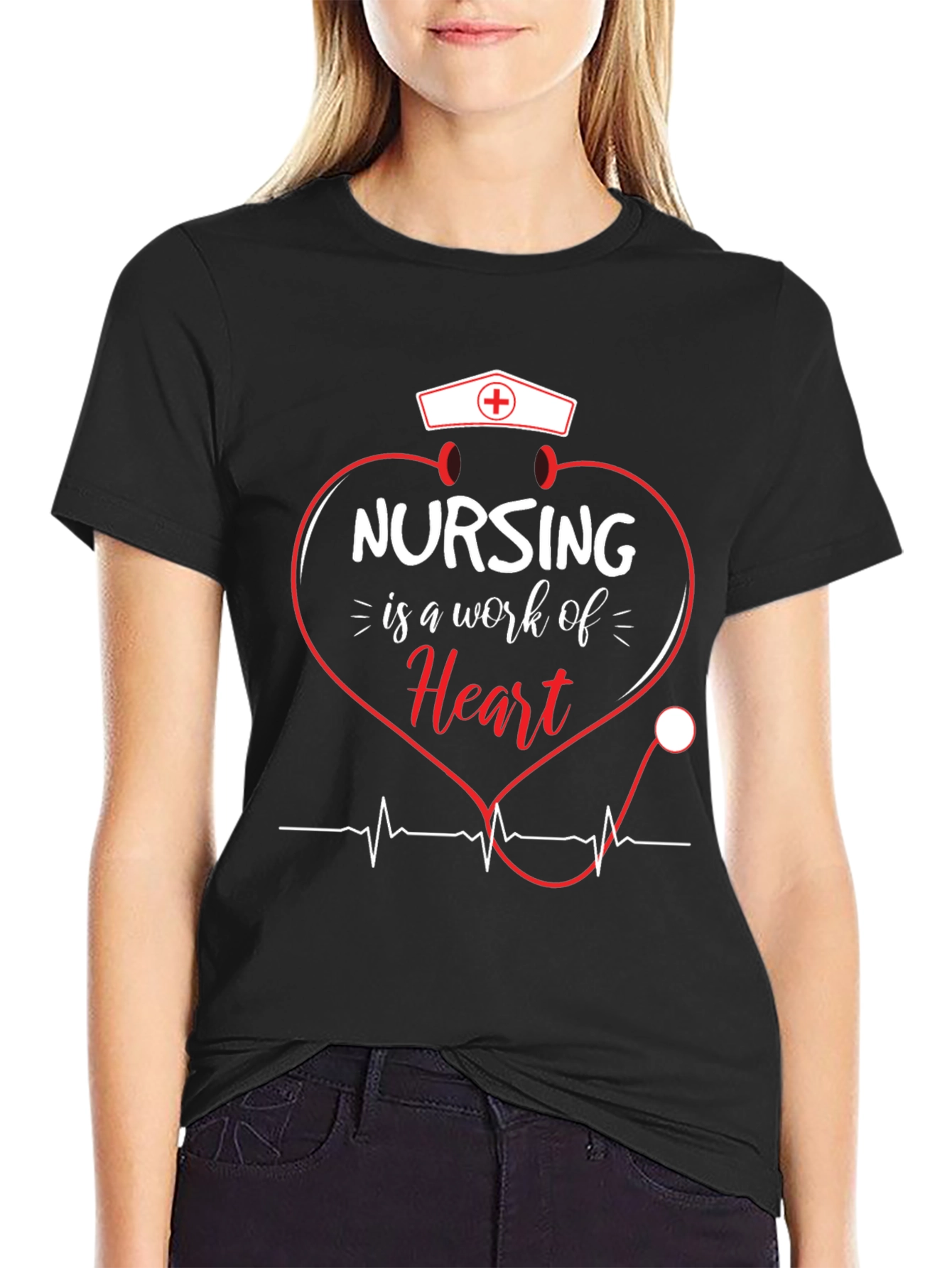 Nursing is a Work of Heart Graphic T-Shirt