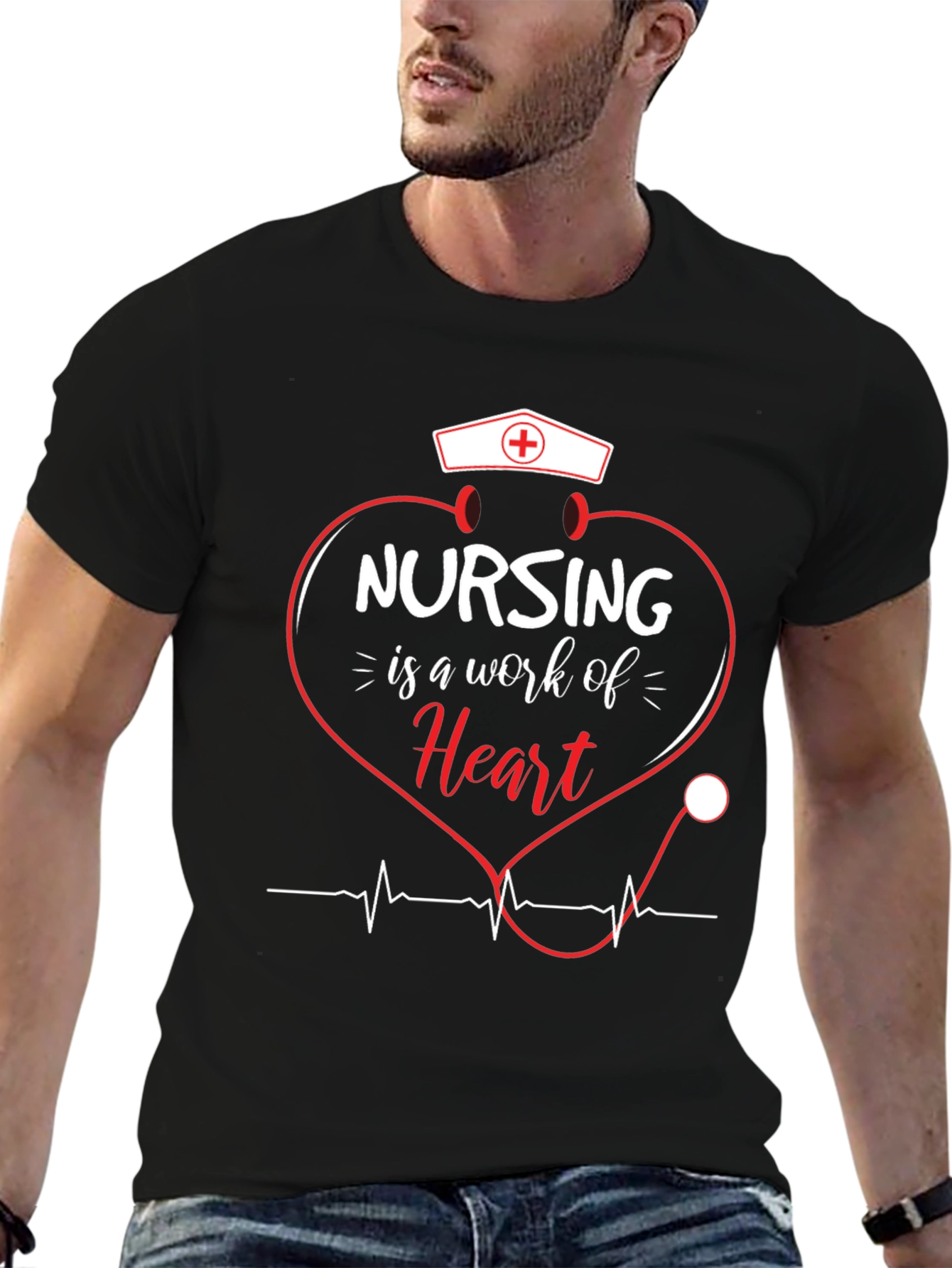 Nursing is a Work of Heart Graphic T-Shirt