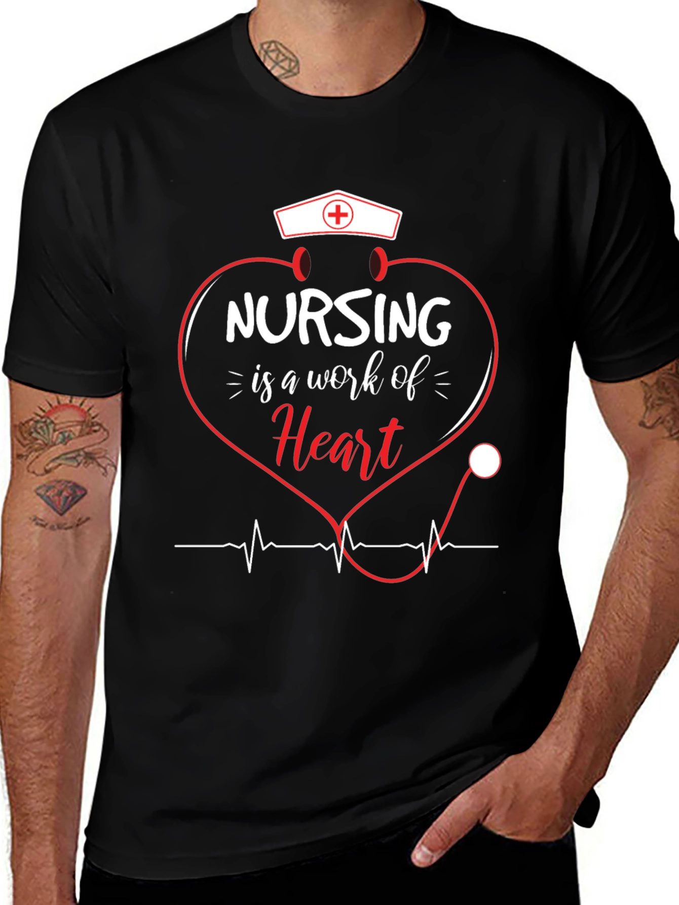 Nursing is a Work of Heart Graphic T-Shirt