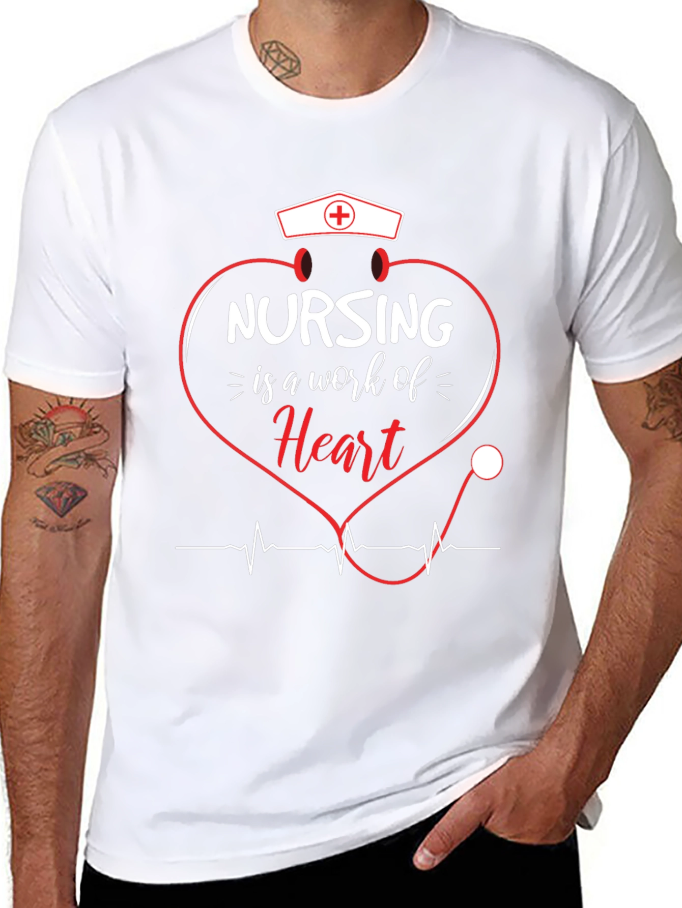 Nursing is a Work of Heart Graphic T-Shirt