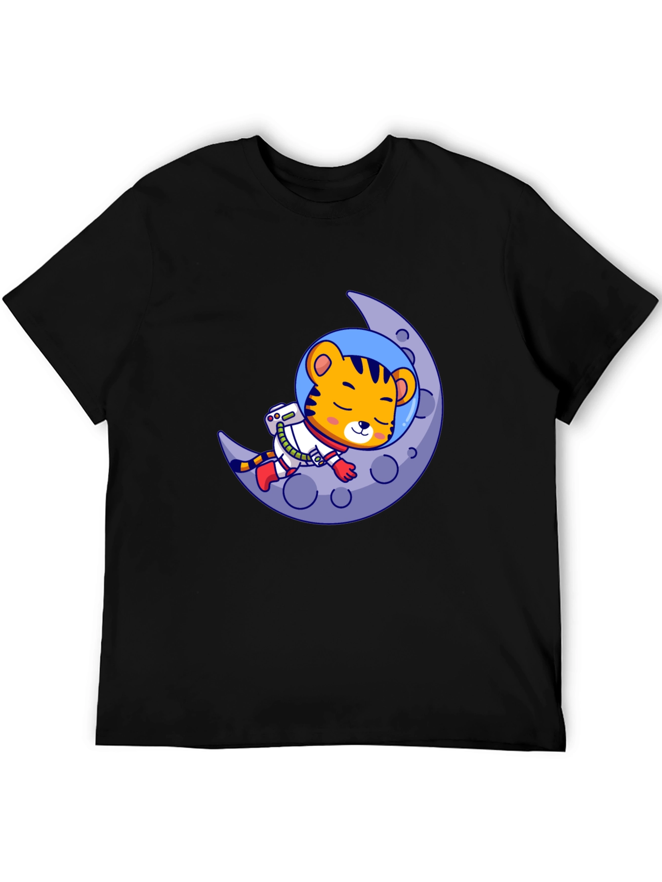 Tiger Astronaut Moon Graphic Tee - Black