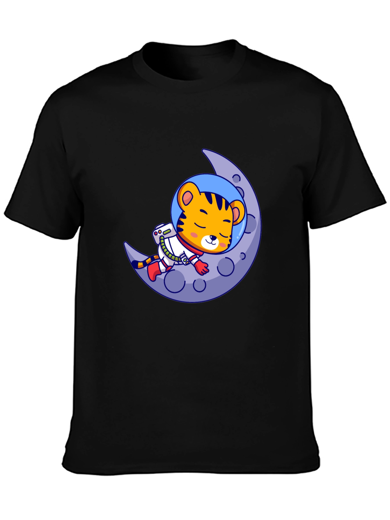 Tiger Astronaut Moon Graphic Tee - Black