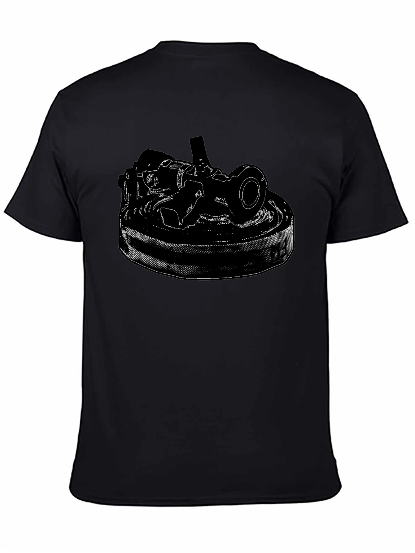 Black T-Shirt with Detailed Camera Print