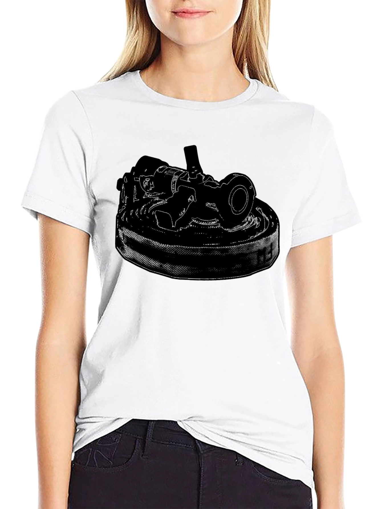 Black T-Shirt with Detailed Camera Print