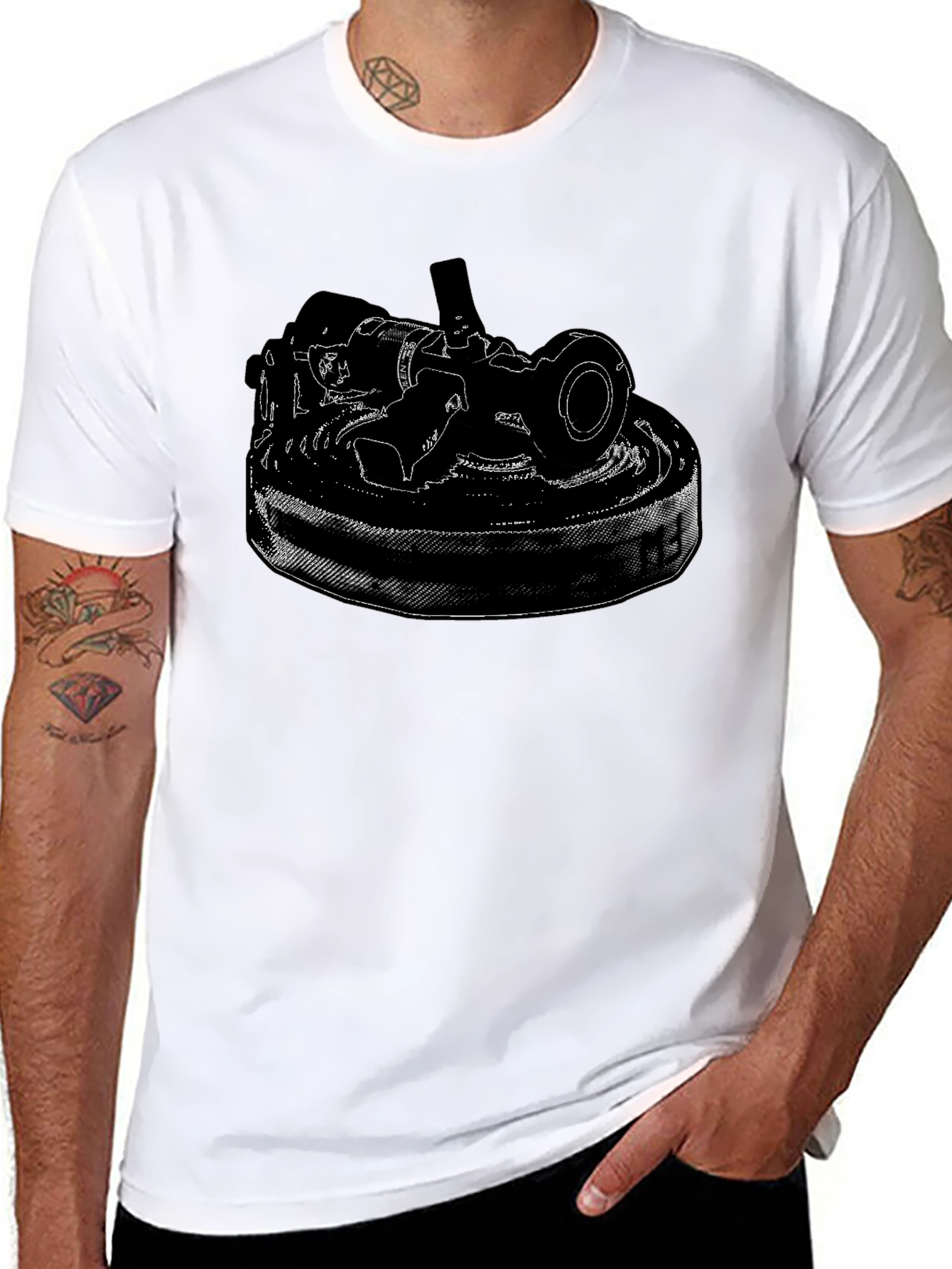 Black T-Shirt with Detailed Camera Print