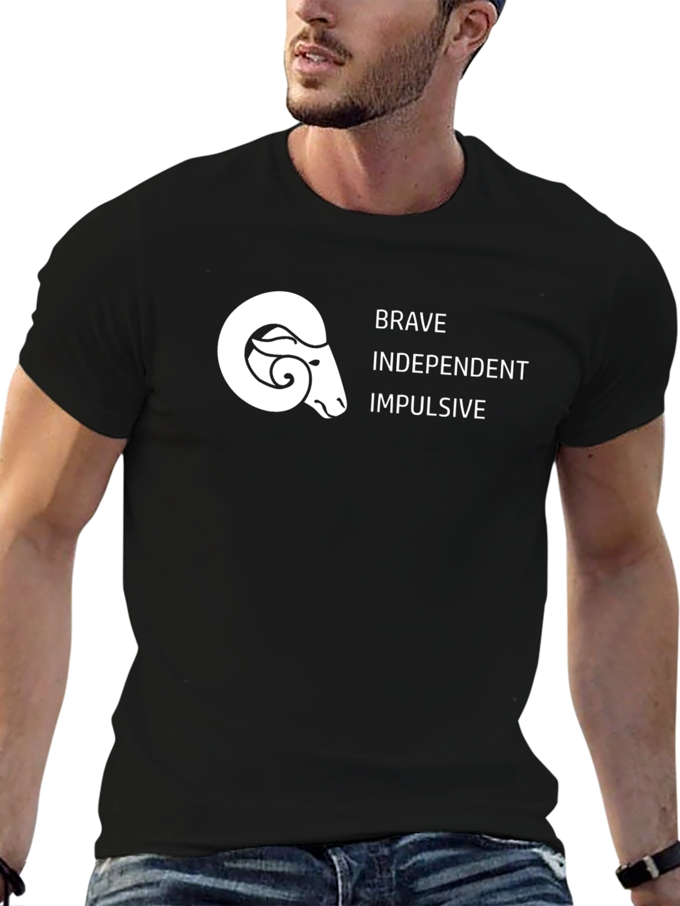 Aries Zodiac Black T-Shirt - Brave Independent Impulsive